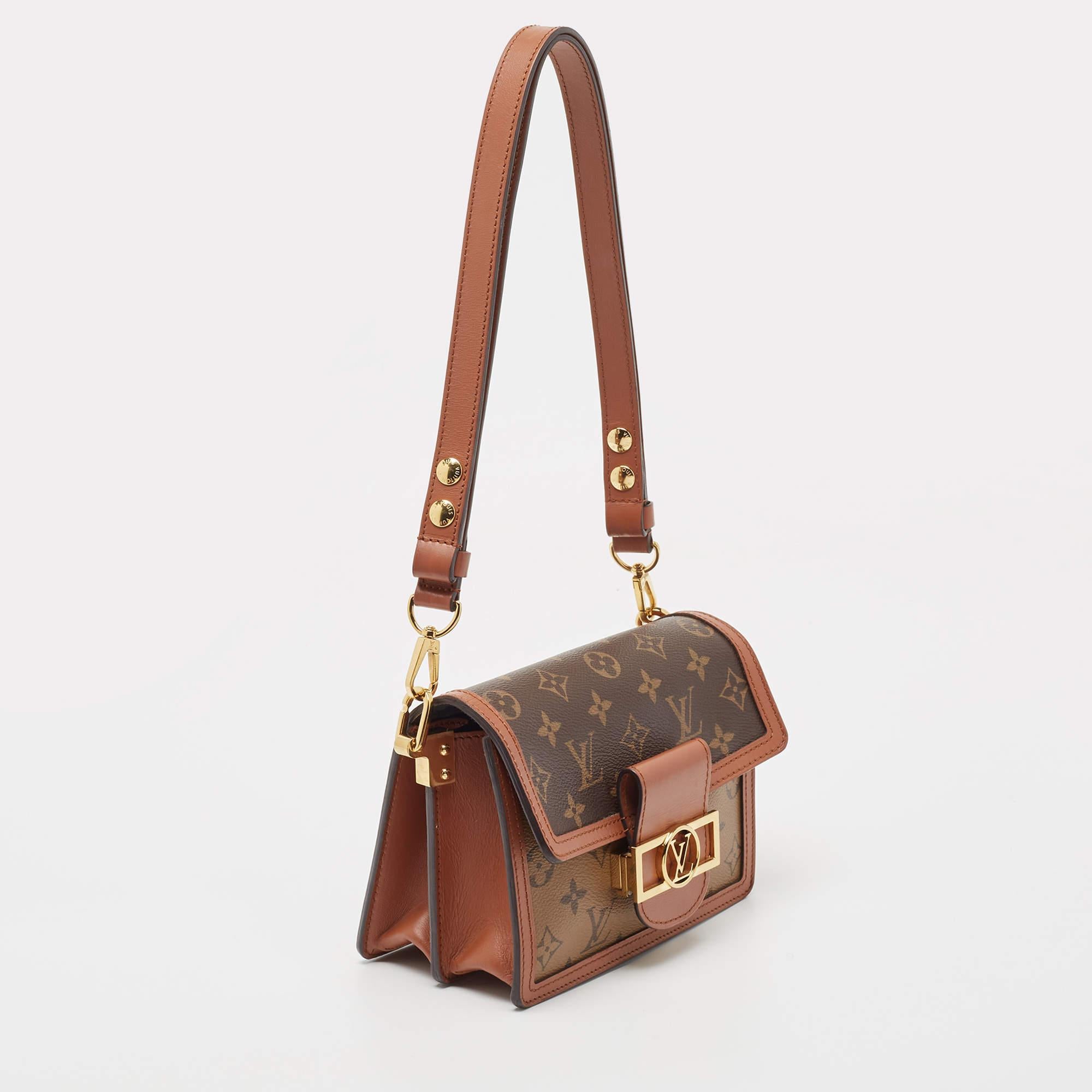 Louis Vuitton Monogram/Monogram Reverse Canvas Dauphine Mini Bag In Good Condition In Dubai, Al Qouz 2