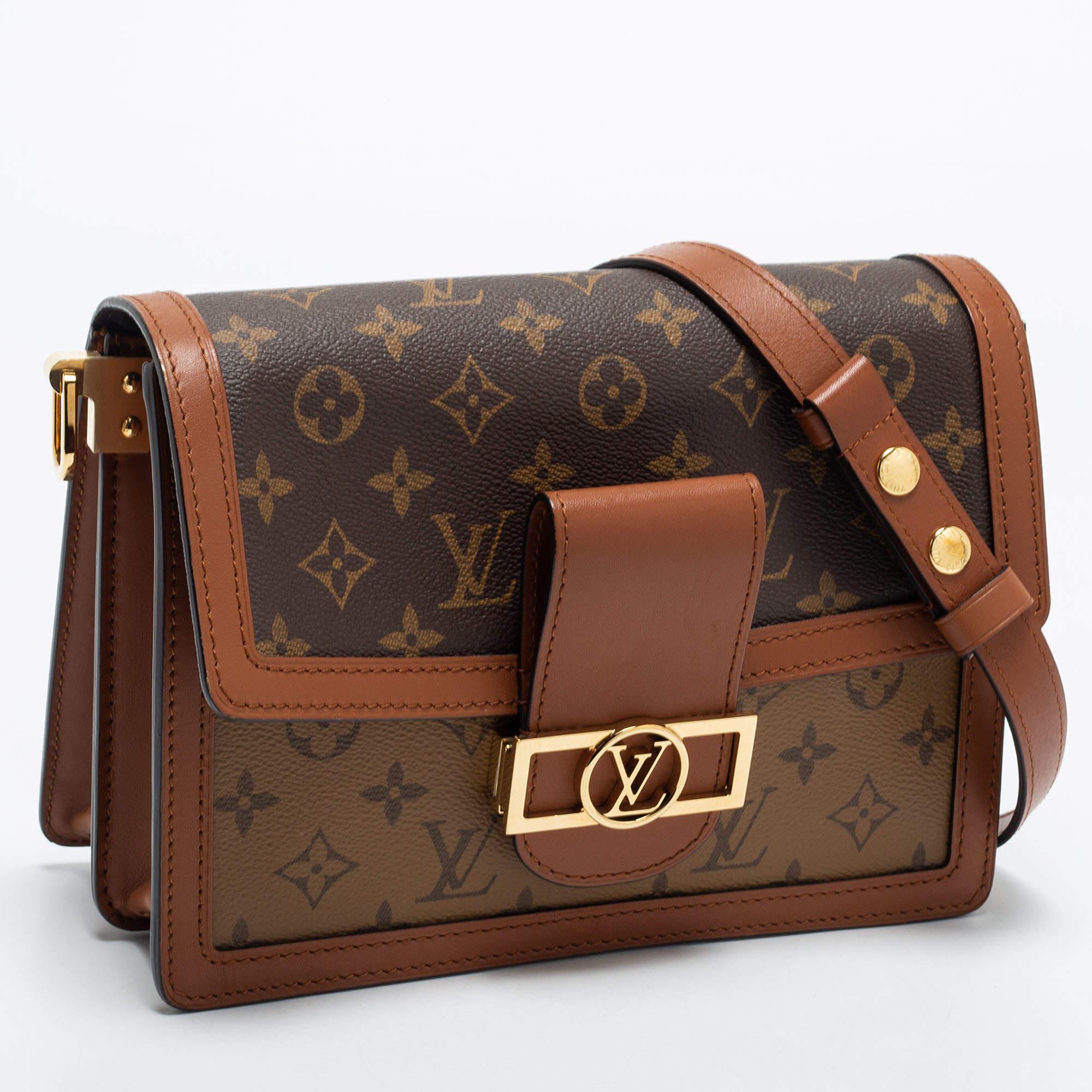 Louis Vuitton Monogram/Monogram Reverse Canvas Dauphine MM Bag In Good Condition In Dubai, Al Qouz 2