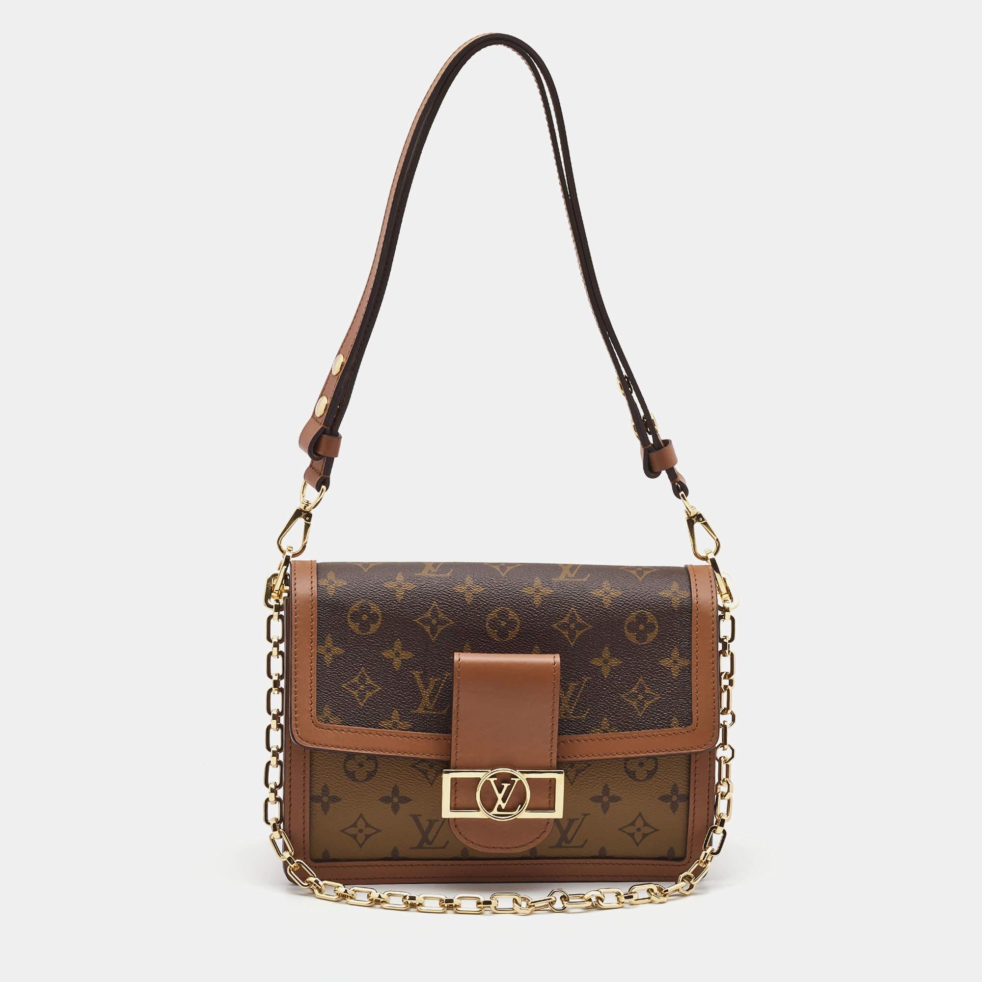 Women's Louis Vuitton Monogram/Monogram Reverse Canvas Dauphine MM Bag