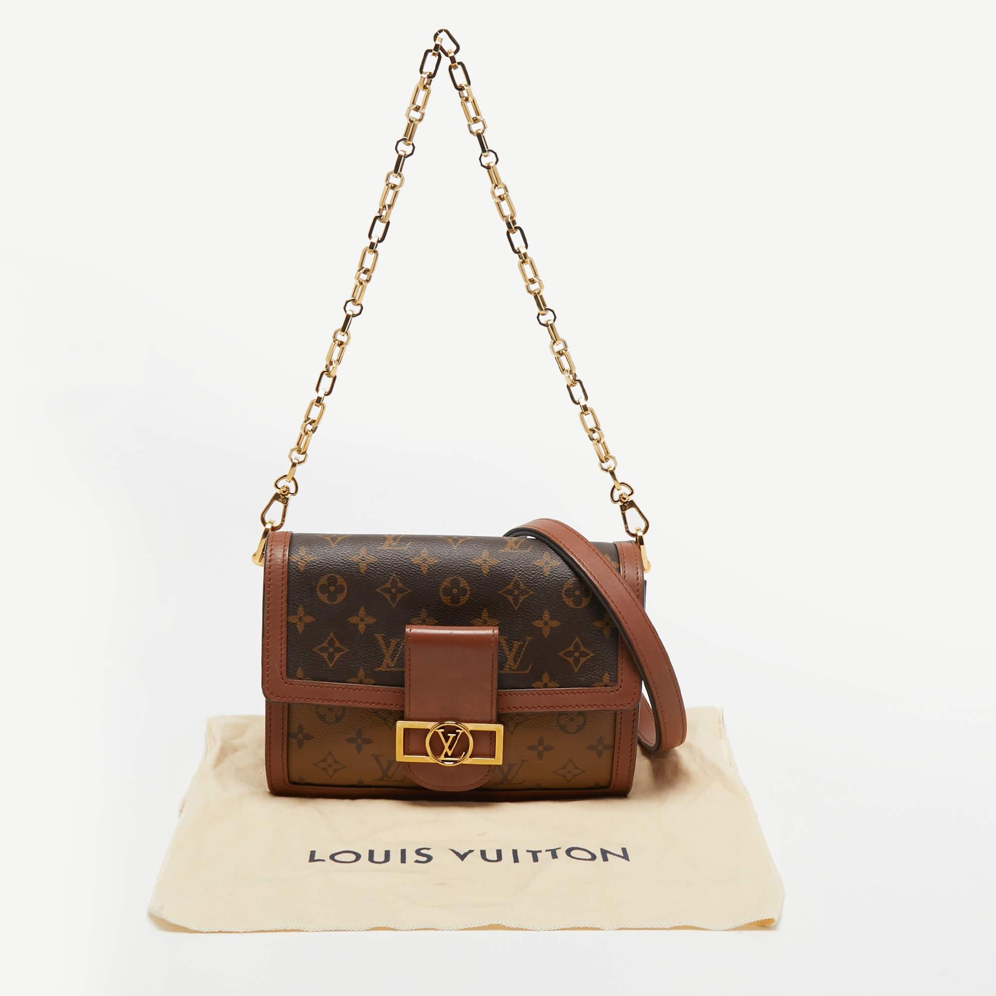 Louis Vuitton Monogram/Monogram Reverse Canvas Dauphine MM Bag In Good Condition In Dubai, Al Qouz 2