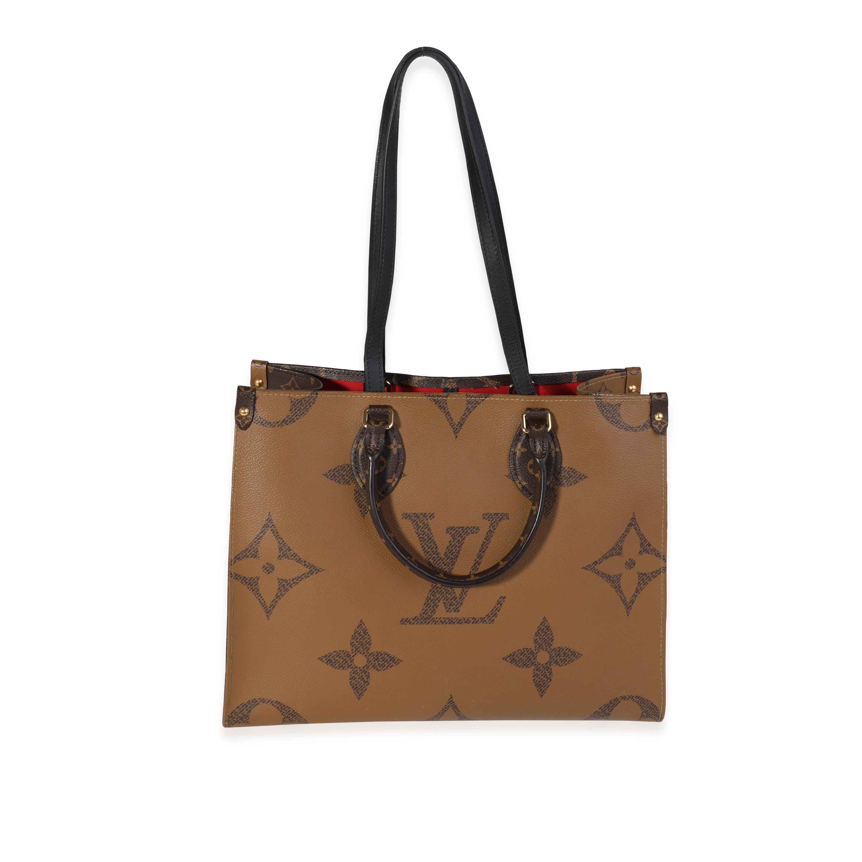 Listing Title: Louis Vuitton Monogram & Monogram Reverse Canvas Onthego MM
SKU: 121340
MSRP: 3250.00
Condition: Pre-owned 
Handbag Condition: Good
Condition Comments: Good Condition. Scuffing to corners and to exterior. Marks to monogram. Scratching