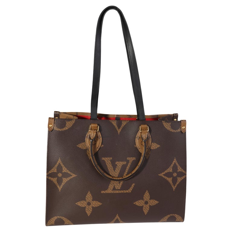 Louis Vuitton Red Leather and Ebene Monogram Coated Canvas All-In mm Gold Hardware, 2020 (Like New), Womens Handbag