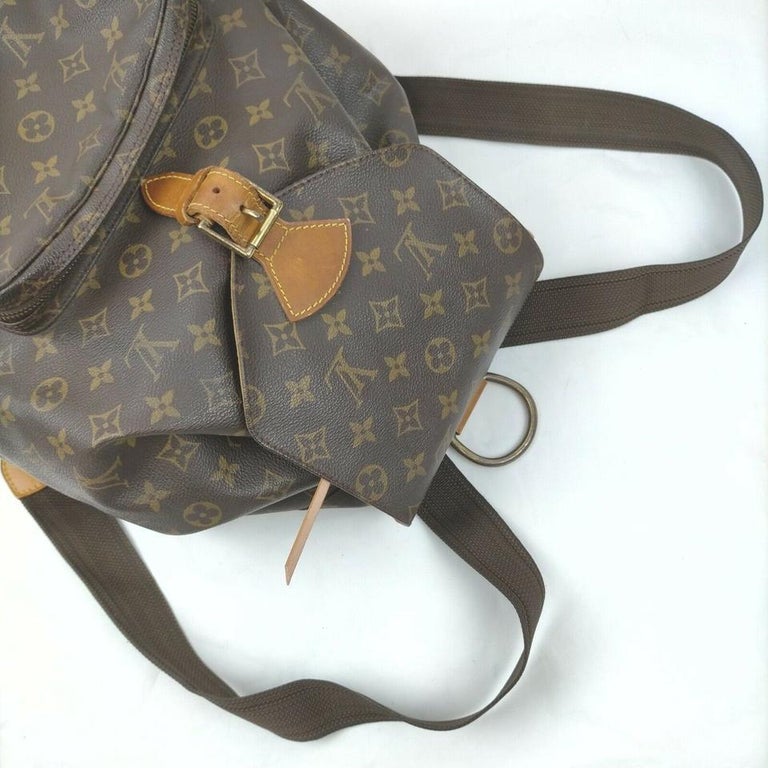 Sold at Auction: Vintage Louis Vuitton Backpack / 80s brown leather  monogram rucksack / montsouris small mini sling bag / 80s leather purse /