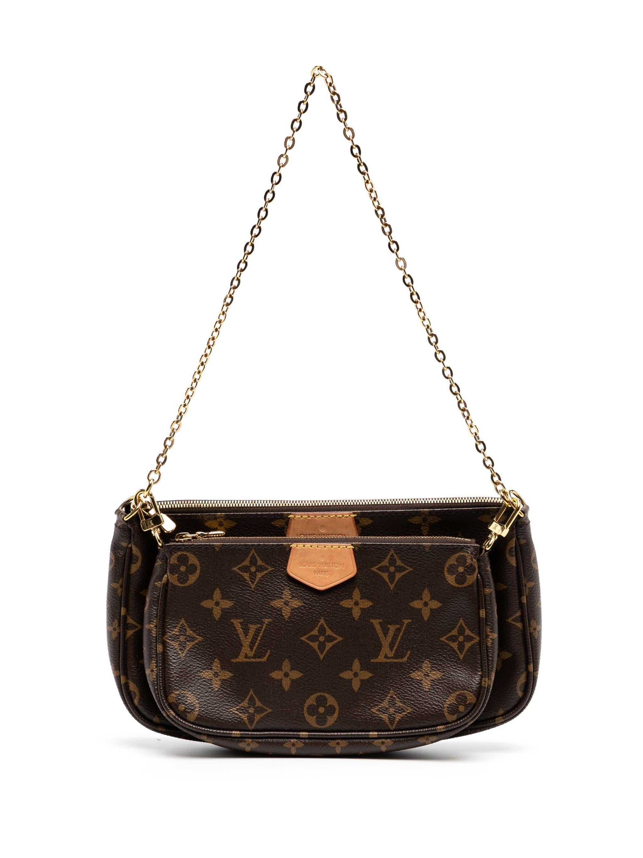 The Multi Pochette Bag by Louis Vuitton features multiple pockets and compartments, making it perfect for everyday use and beyond. It can be worn cross-body or over the shoulder.

- Cedar brown
- Signature Monogram canvas
- Coated finish
- Top zip