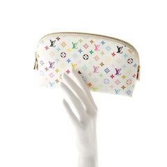 Louis Vuitton Monogram Multicolor Blanc Cosmetic Pouch Demi Ronde Toiletry 19LV7