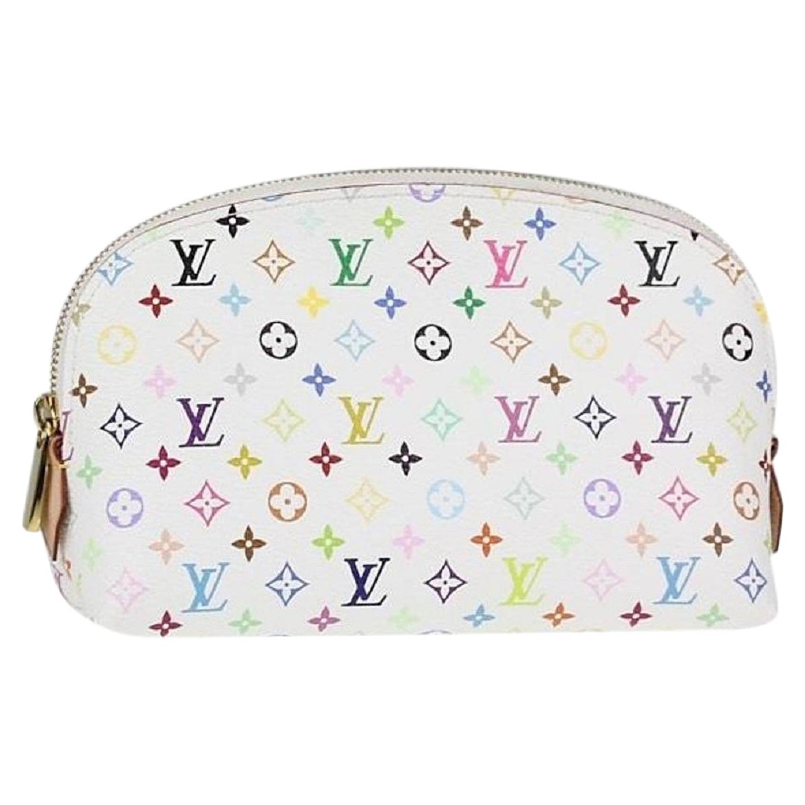 Louis Vuitton Monogram Multicolor Blanc Cosmetic Pouch Demi Ronde Toiletry 19LV7