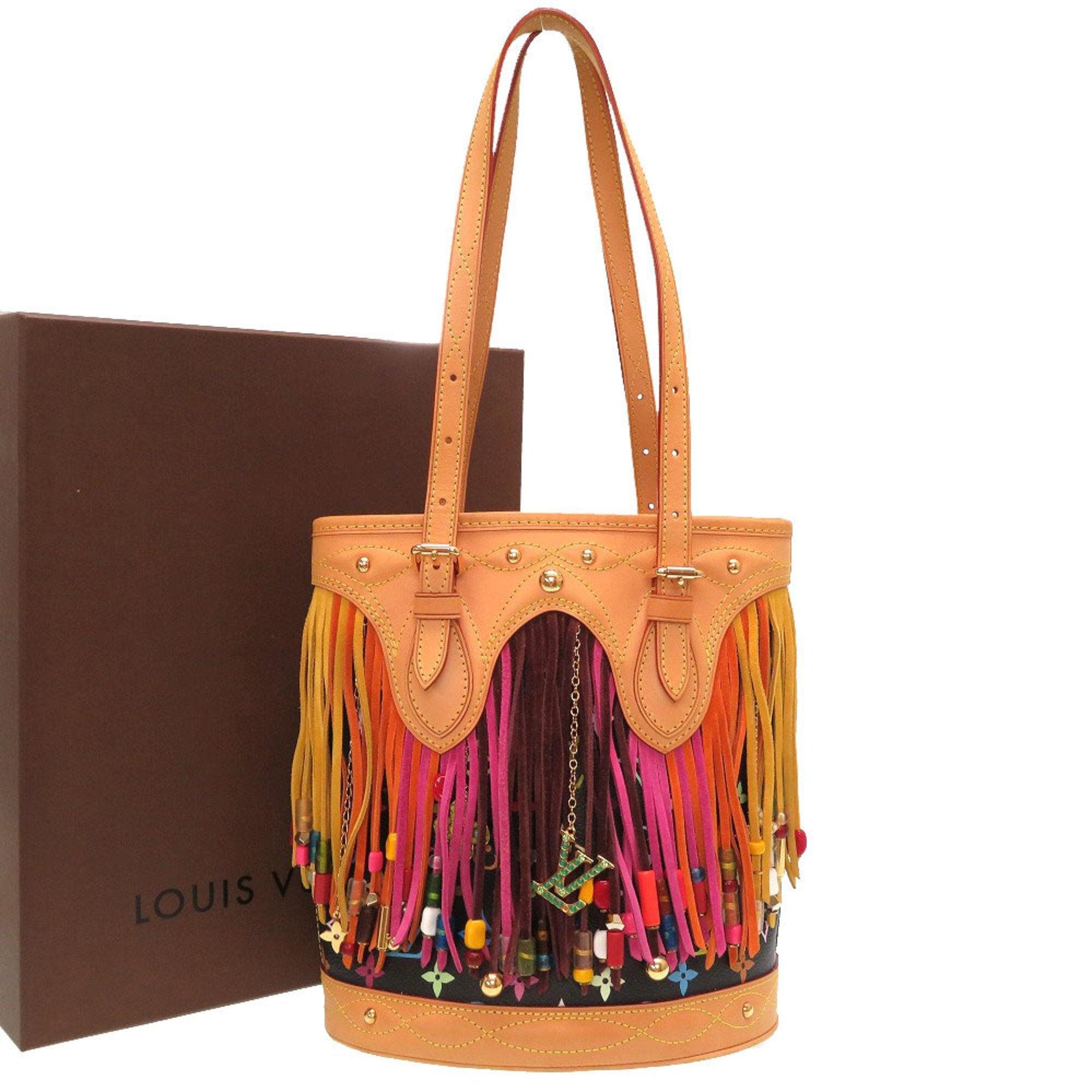 Louis Vuitton Monogram Multicolor Bucket Flange 2006 Limited Noir M40110 Handbag For Sale 5