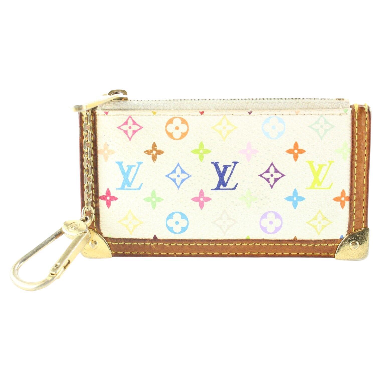 Louis Vuitton Monogram Multicolor Key Cles Pochette Pouch Card Case 1LV0512C For Sale