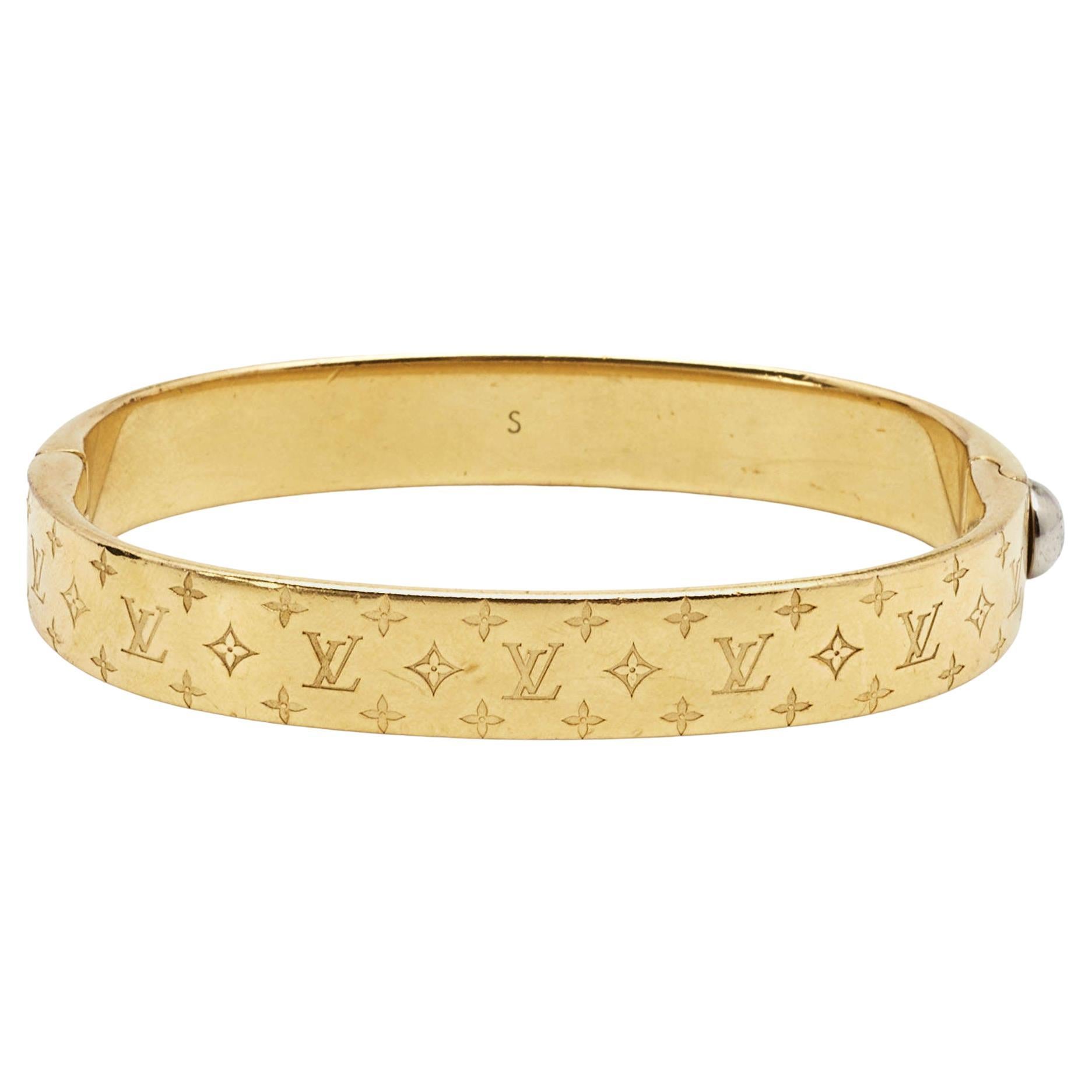 Louis Vuitton Monogram Nanogram Two Tone Cuff Bracelet For Sale at