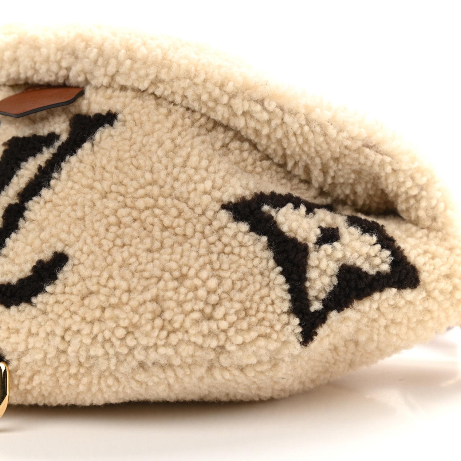 Women's Louis Vuitton Monogram Neutrals Shearling Teddy Bum Bag For Sale