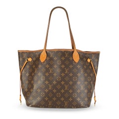 Louis Vuitton Monogram Neverfull MM Leather Brown Tote Bag