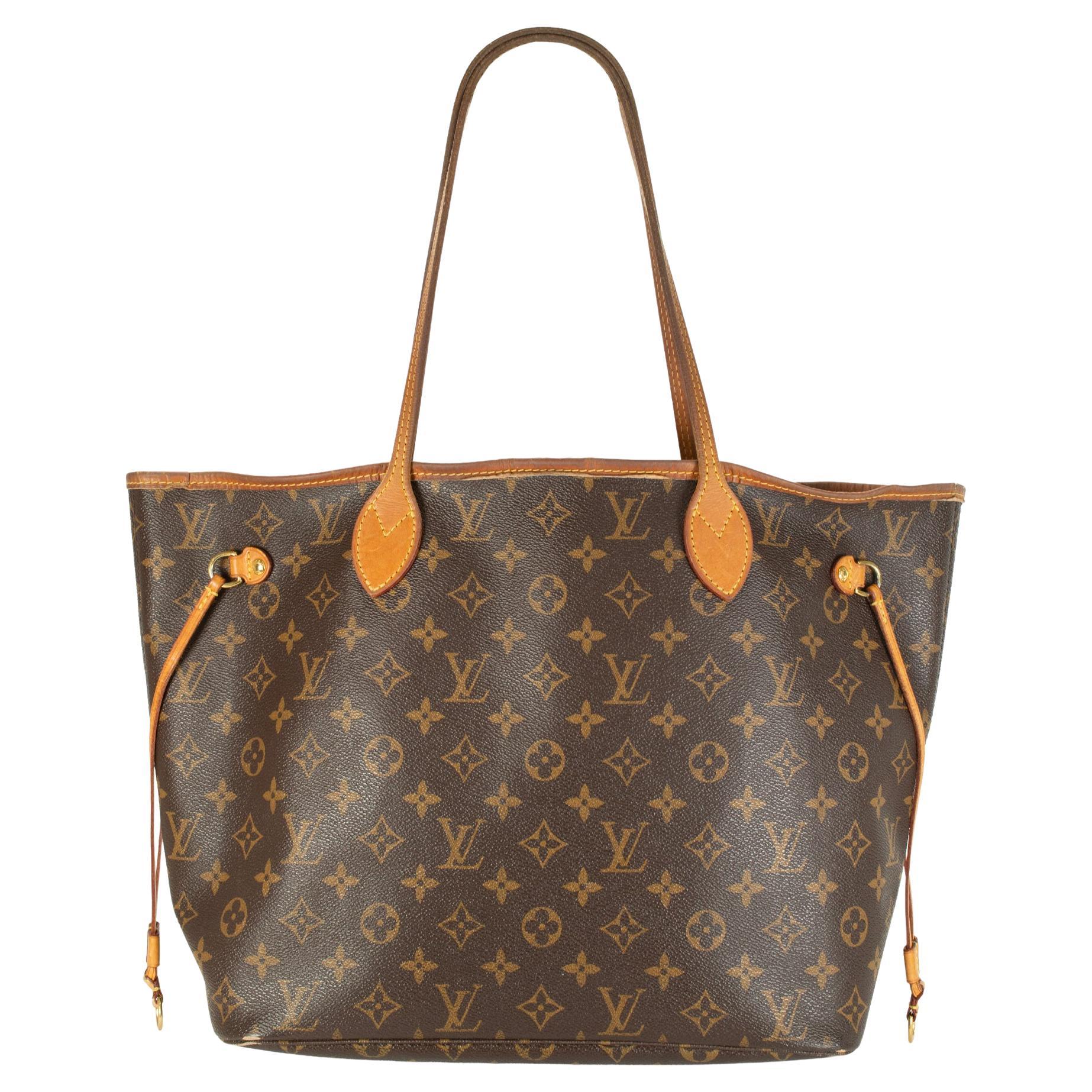 Louis Vuitton Monogram Neverfull MM Leather Brown Tote Bag