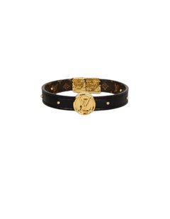 Louis Vuitton Monogram/Noir Black Circle Logo Reversible Studded Bracelet