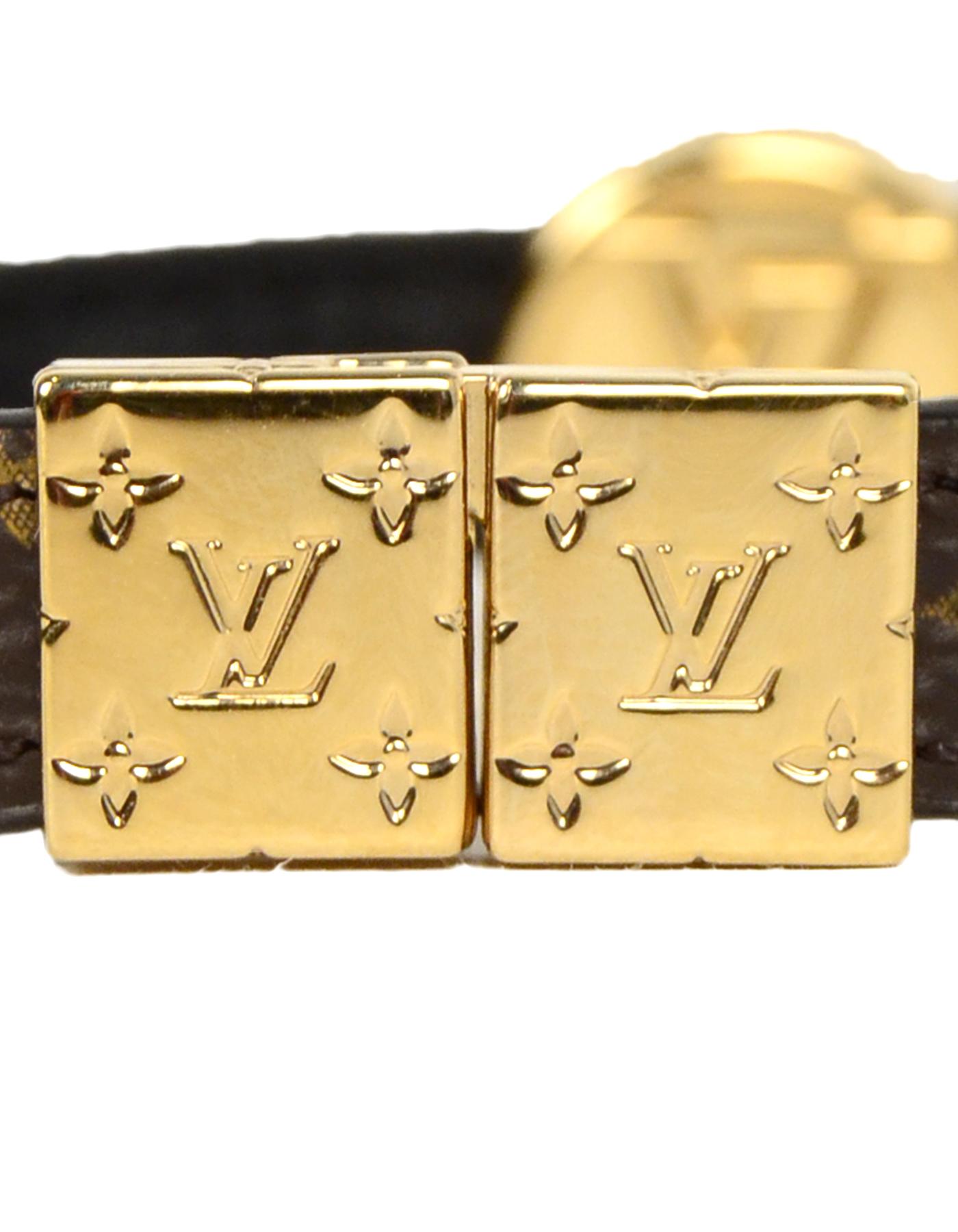 Louis Vuitton Monogram/Noir Black Circle Logo Reversible Studded Bracelet In New Condition In New York, NY