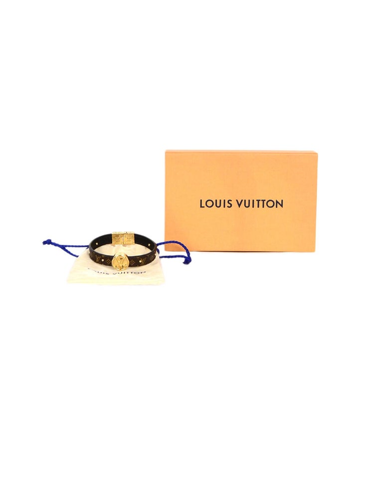 Louis Vuitton Monogram/Noir Black Circle Logo Reversible Studded Bracelet