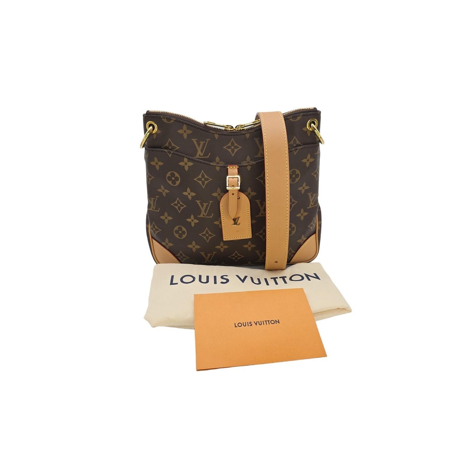 Experience luxury and sophistication with the Louis Vuitton Monogram Odeon PM. Made in France from 2021, it features the iconic Monogram coated canvas with leather trimming and gold-tone hardware. The adjustable shoulder strap and spacious interior