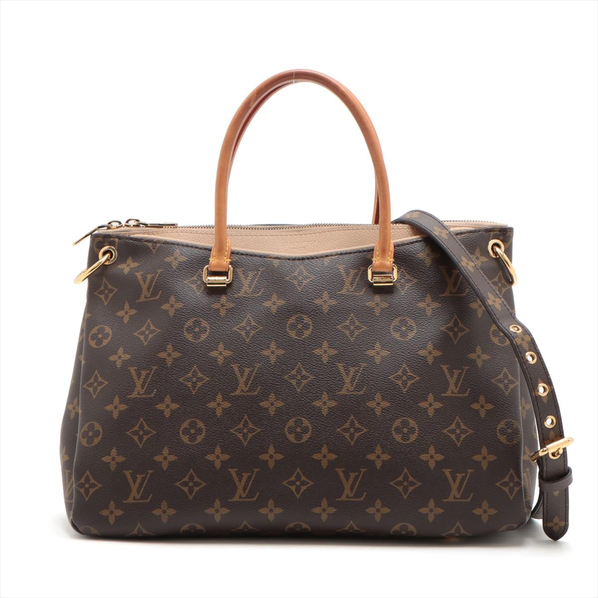 The Louis Vuitton Monogram Pallas Beige MM is an elegant and versatile handbag designed for the modern woman on the go. Crafted from the iconic Monogram canvas combined with supple calf leather, the bag exudes sophistication and luxury. Its spacious
