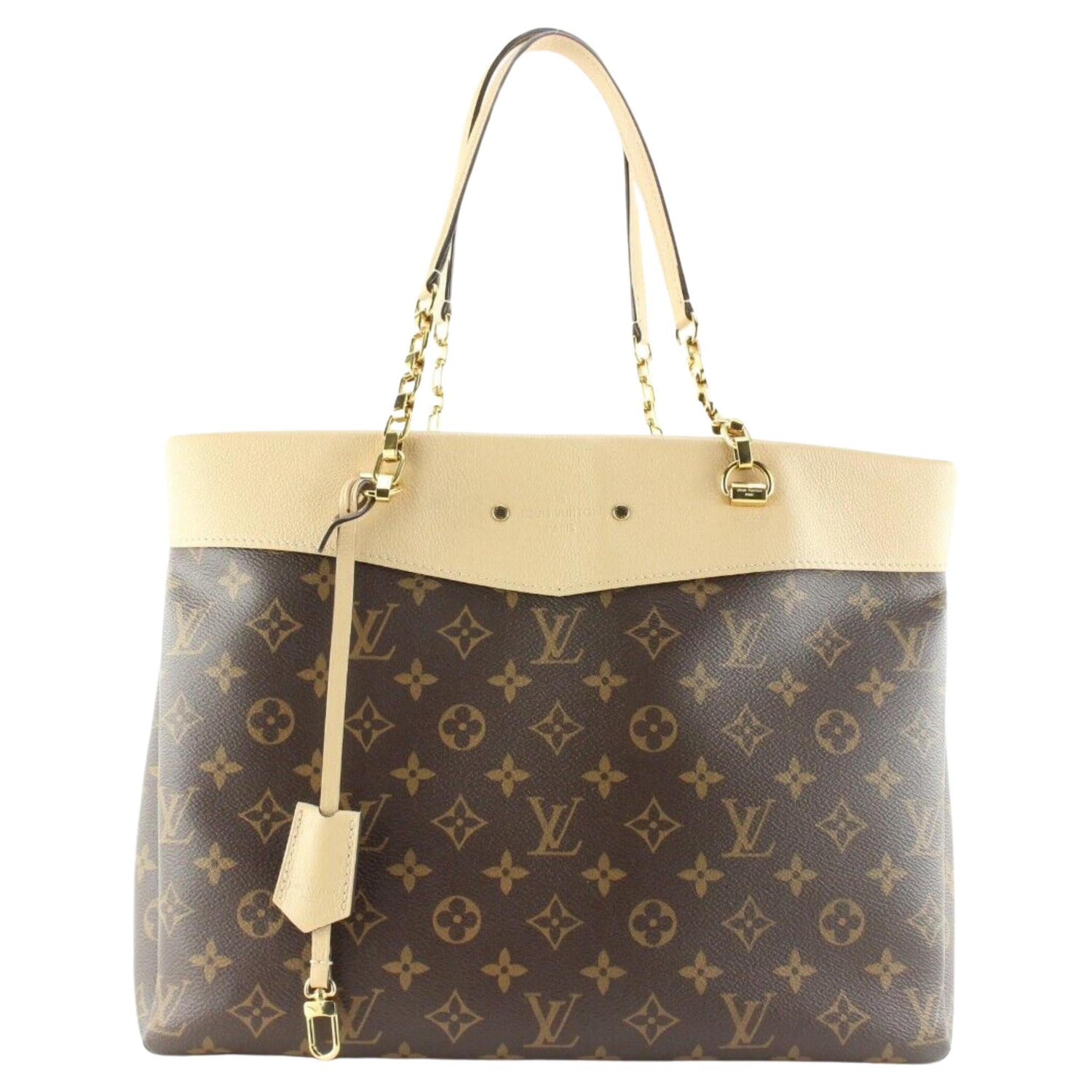 Louis Vuitton LV Damier Azur Saleya MM Monogram Logo GHW Shopper Shoulder  Zip Tote Bag