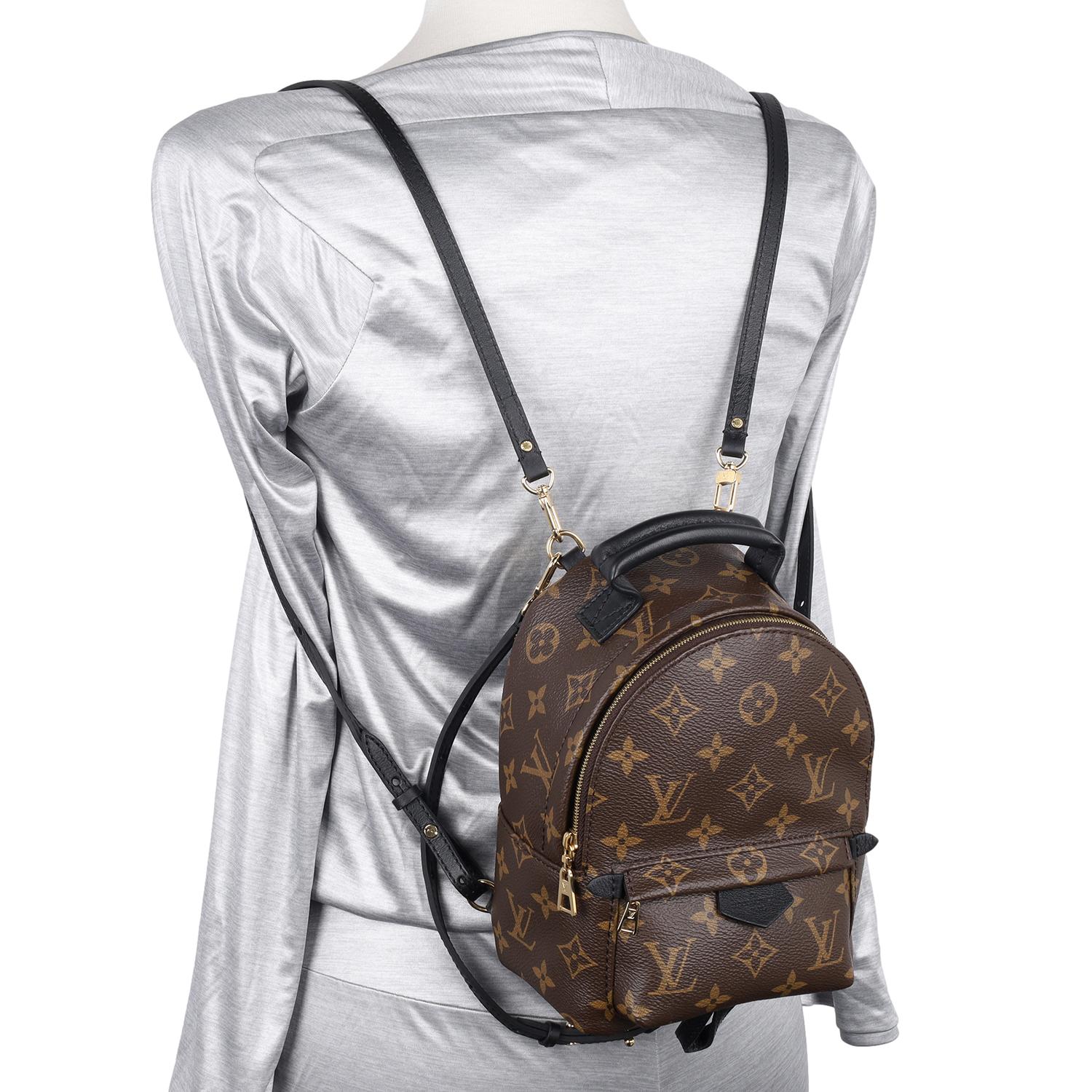 Authentic, pre-loved Louis Vuitton brown monogram Palm Springs Mini Backpack. This adorable backpack from LV can be worn as a shoulder bag, crossbody bag or as a backpack. Your going to love it! Features the iconic monogram print canvas with