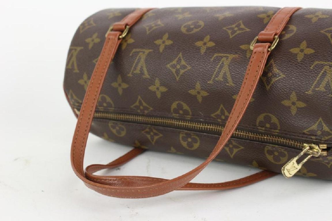 Brown Louis Vuitton Monogram Papillon 26 Boston Barrell Cylinder Bag 917lv22