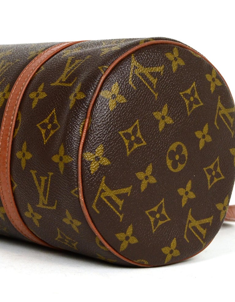 Louis Vuitton Monogram Papillon 30 Barrel Bag w. Dark Leather Trim