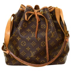 Louis Vuitton Petit Noe Drawstring Bucket Bag Shoulder Bag Brown Monogram