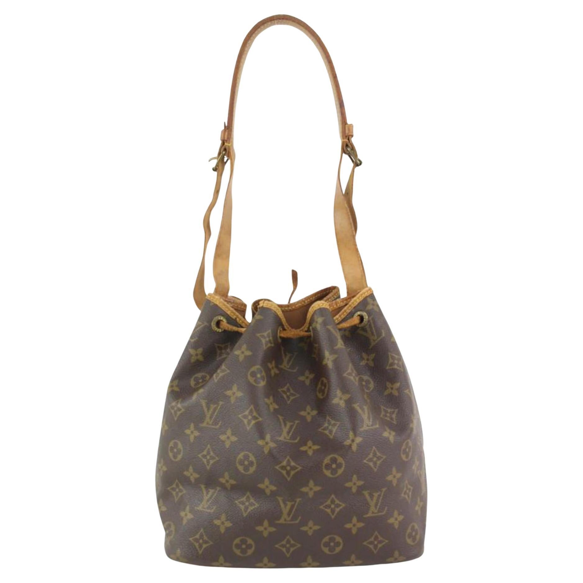 Louis Vuitton Monogram Petit Noe Drawstring Bucket Hobo Bag 8LV1027 For Sale