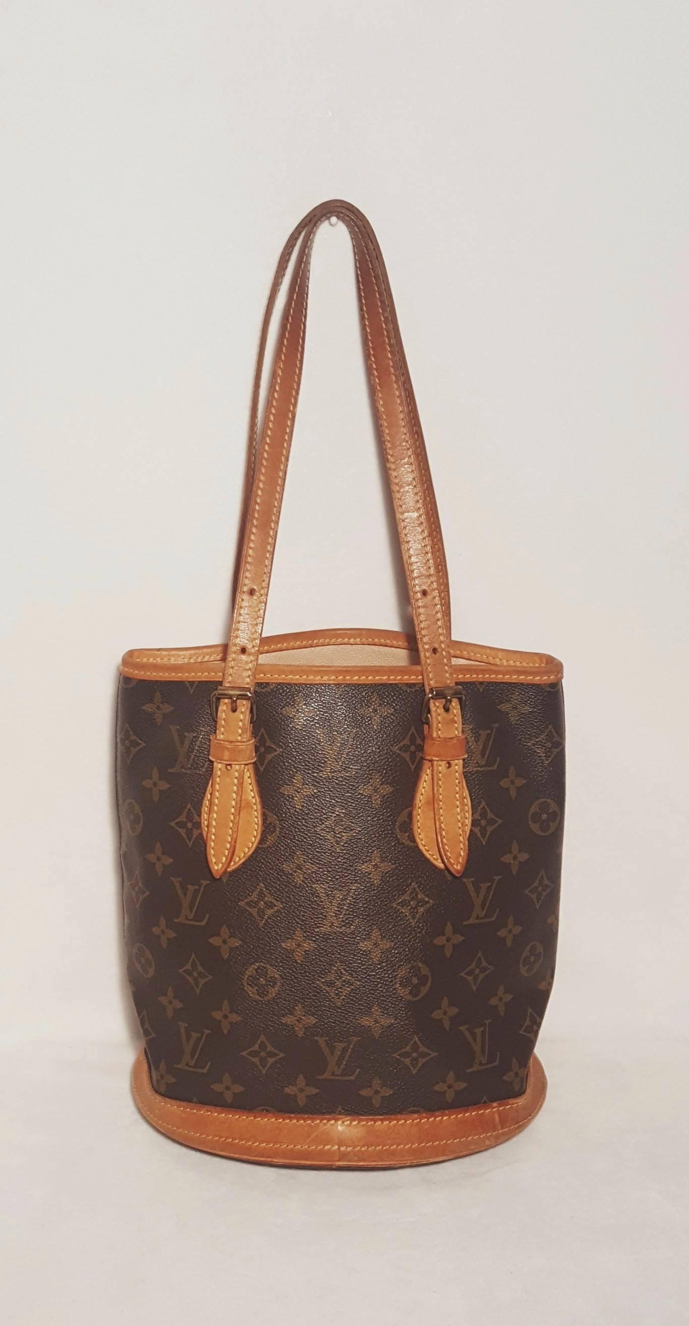 Brown Louis Vuitton Monogram Petite Bucket Bag 