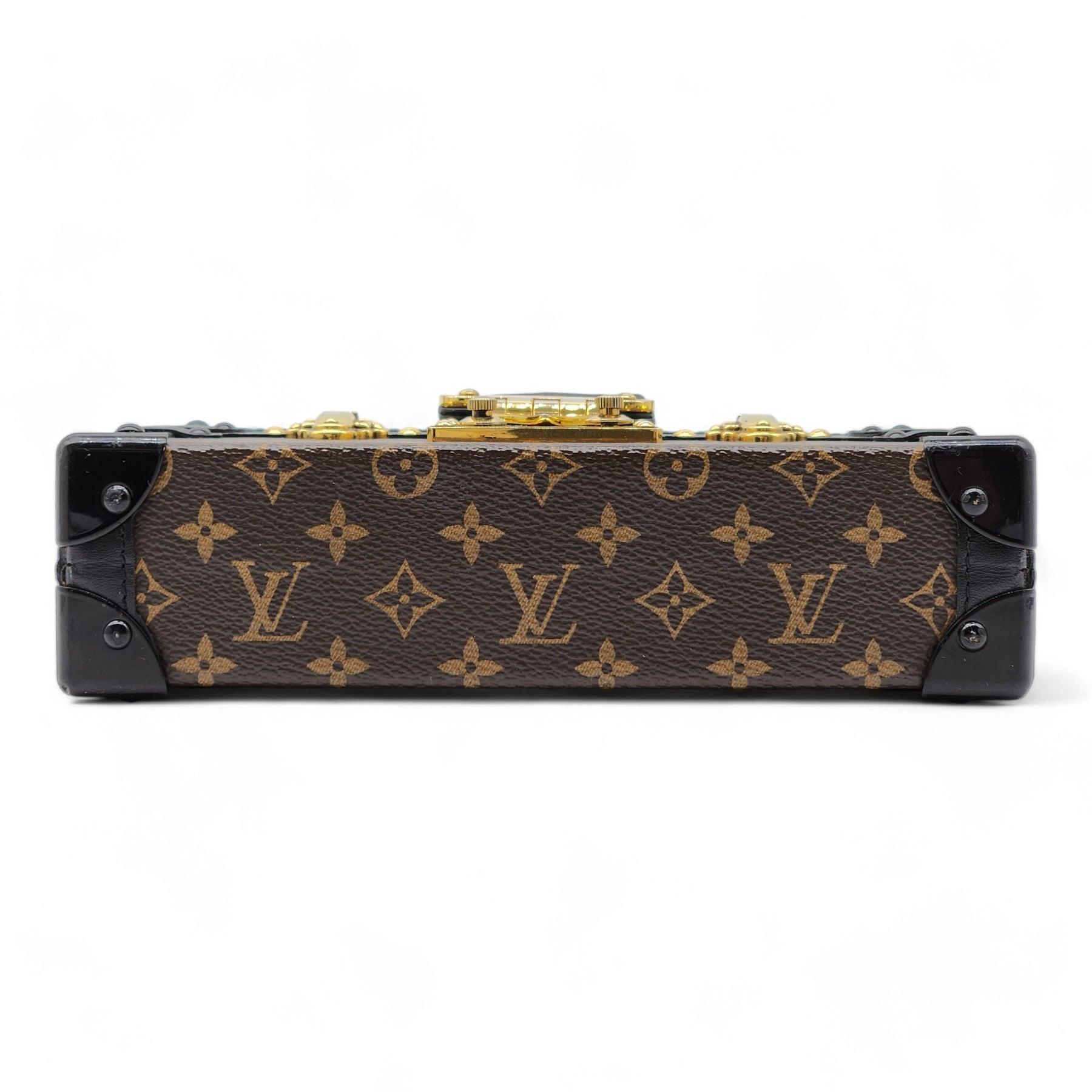 Black Louis Vuitton Monogram Petite Malle Trunk Clutch Shoulder Bag in Brown