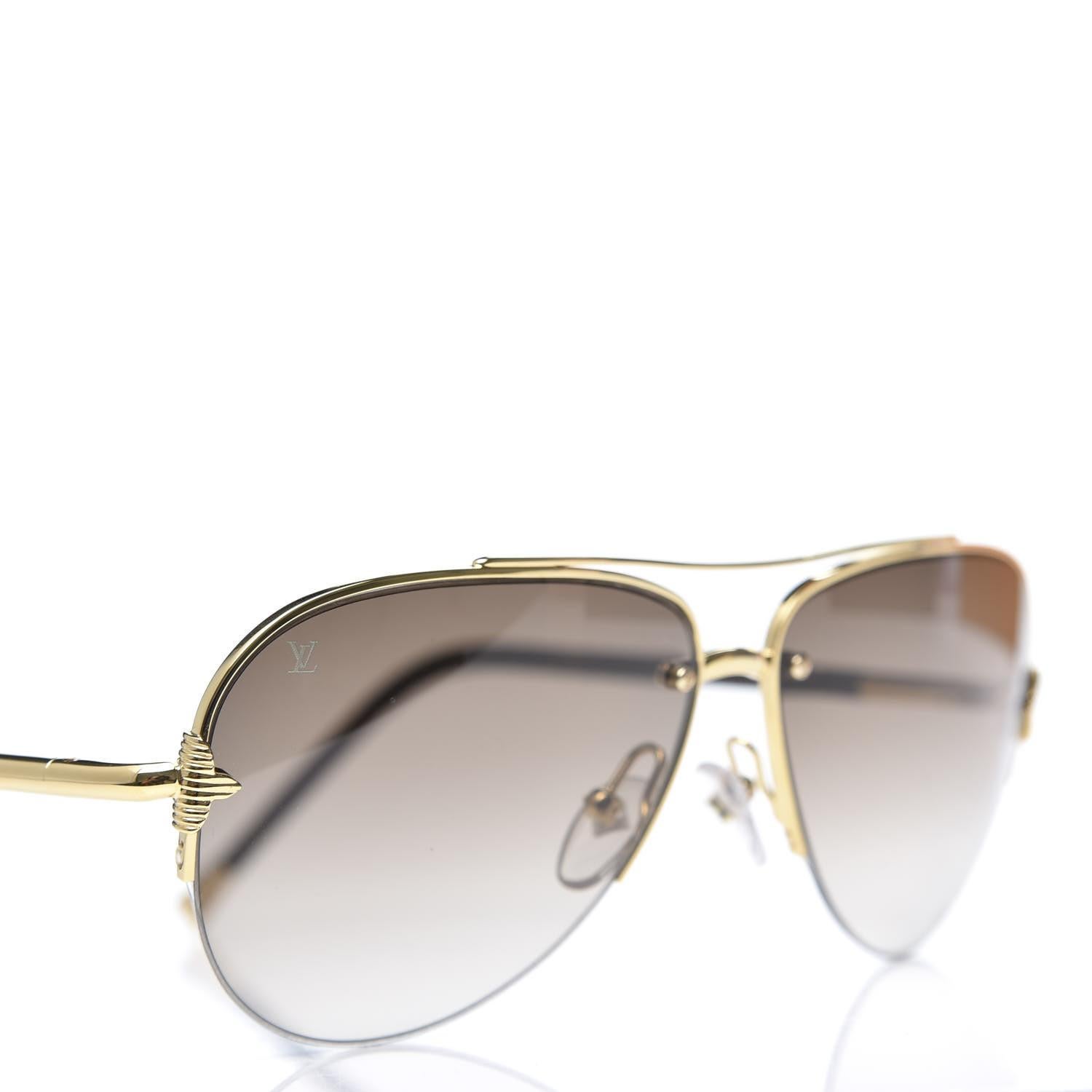 Gray Louis Vuitton Monogram Petite Viola Pilote Aviator Sunglasses Brown For Sale