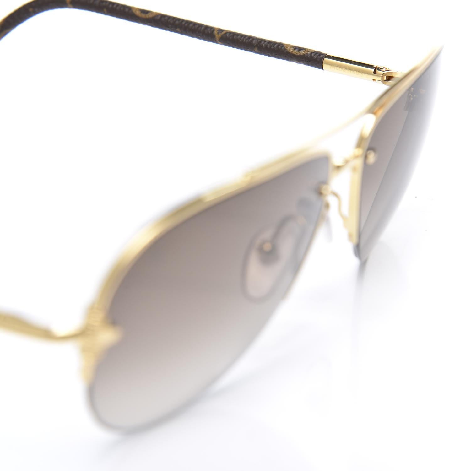 Women's Louis Vuitton Monogram Petite Viola Pilote Aviator Sunglasses Brown For Sale