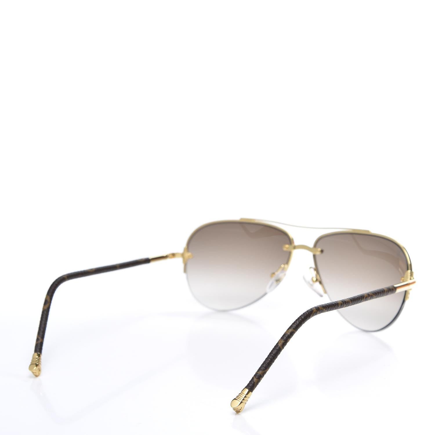 Louis Vuitton Monogram Petite Viola Pilote Aviator Sunglasses Brown For Sale 1