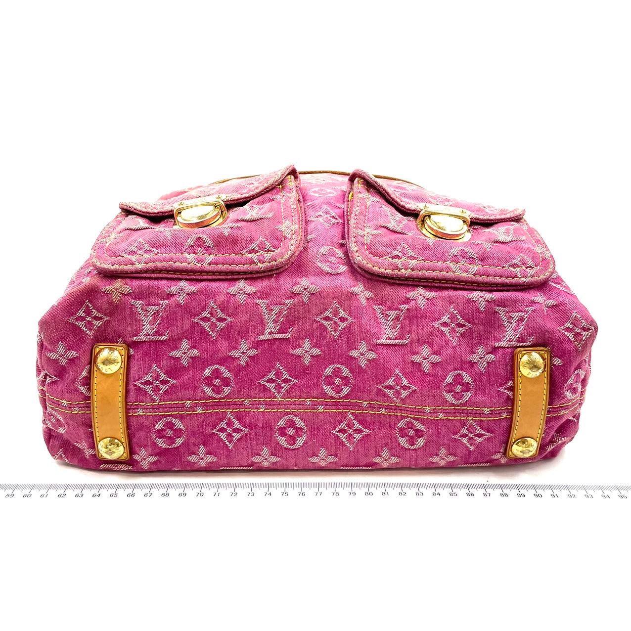 Louis Vuitton Sac à bandoulière Baggy GM grand modèle en denim rose monogrammé en vente 1