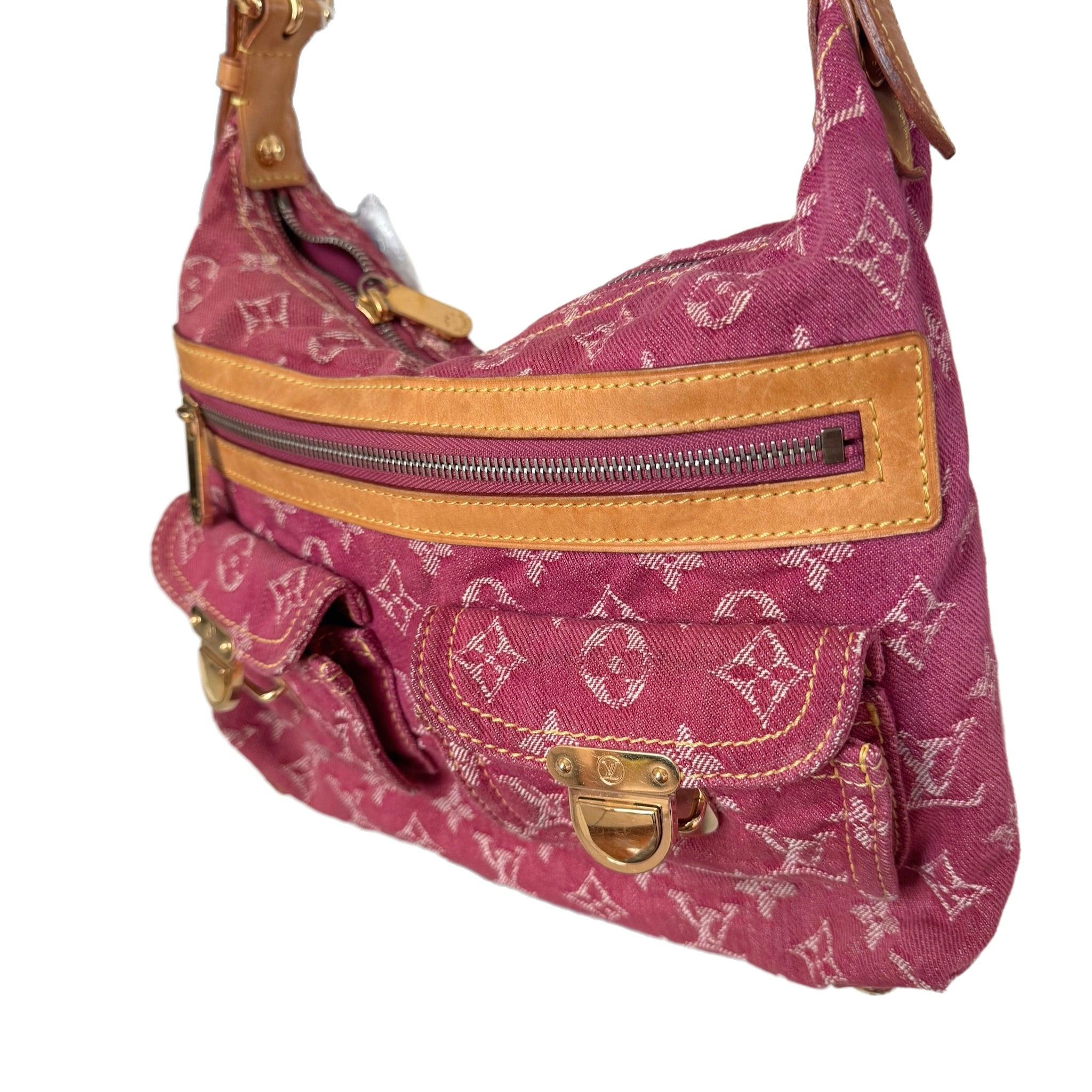 Brown Louis Vuitton Monogram Pink Denim Baggy PM Shoulder Bag