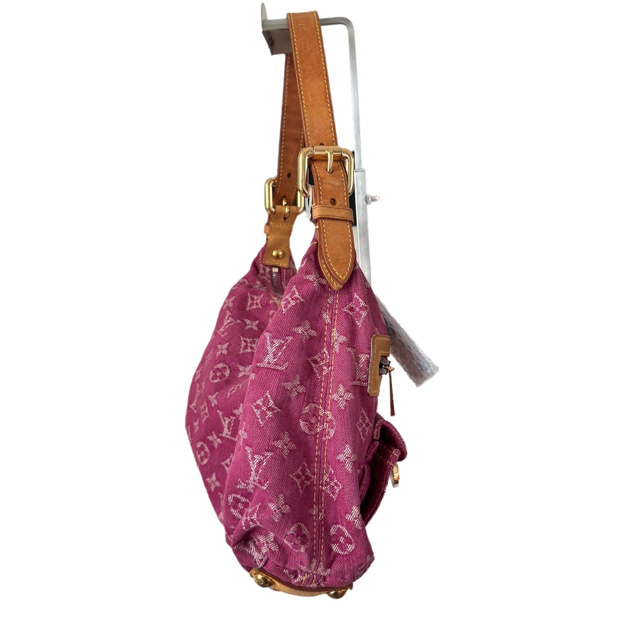 Women's Louis Vuitton Monogram Pink Denim Baggy PM Shoulder Bag