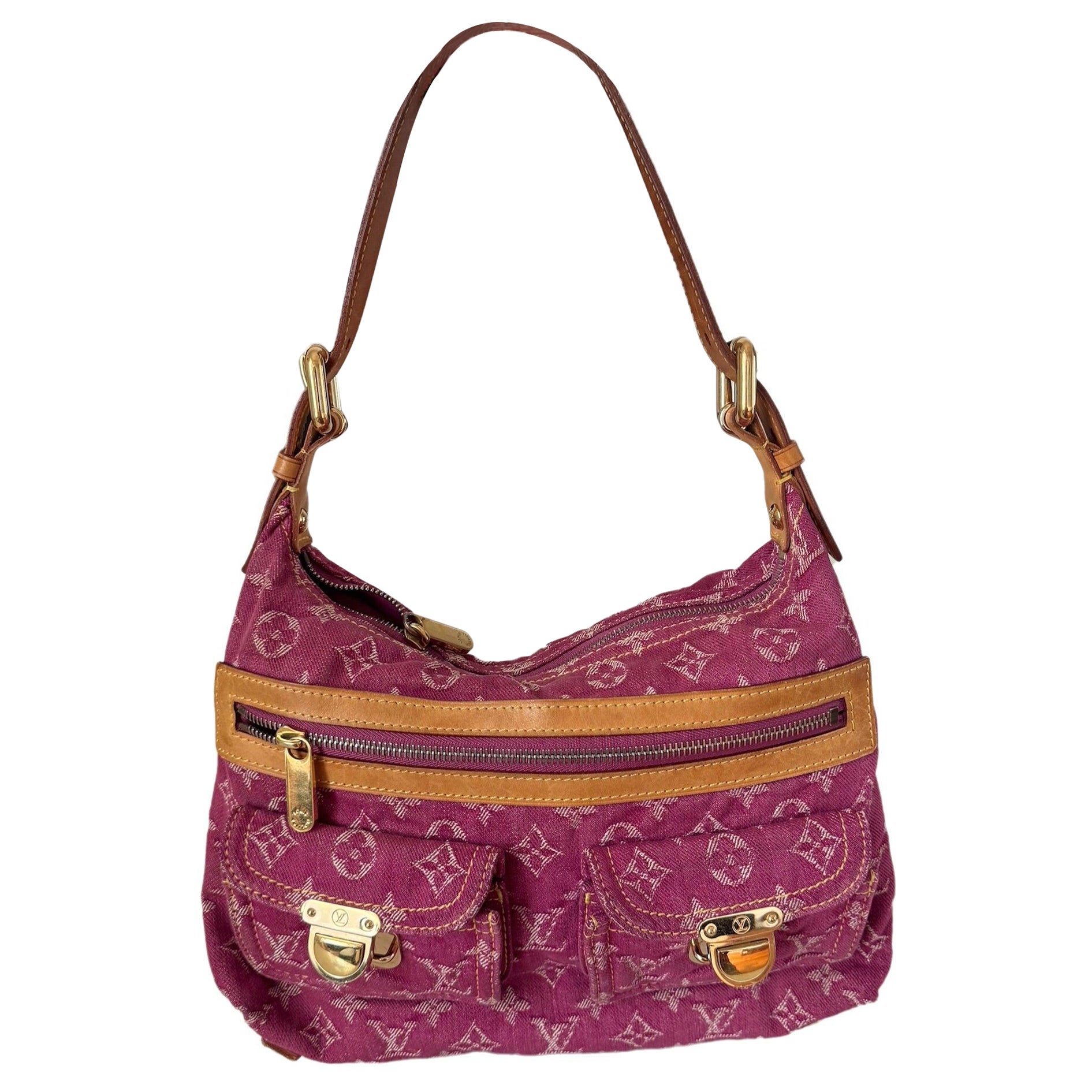Louis Vuitton Monogram Pink Denim Baggy PM Shoulder Bag