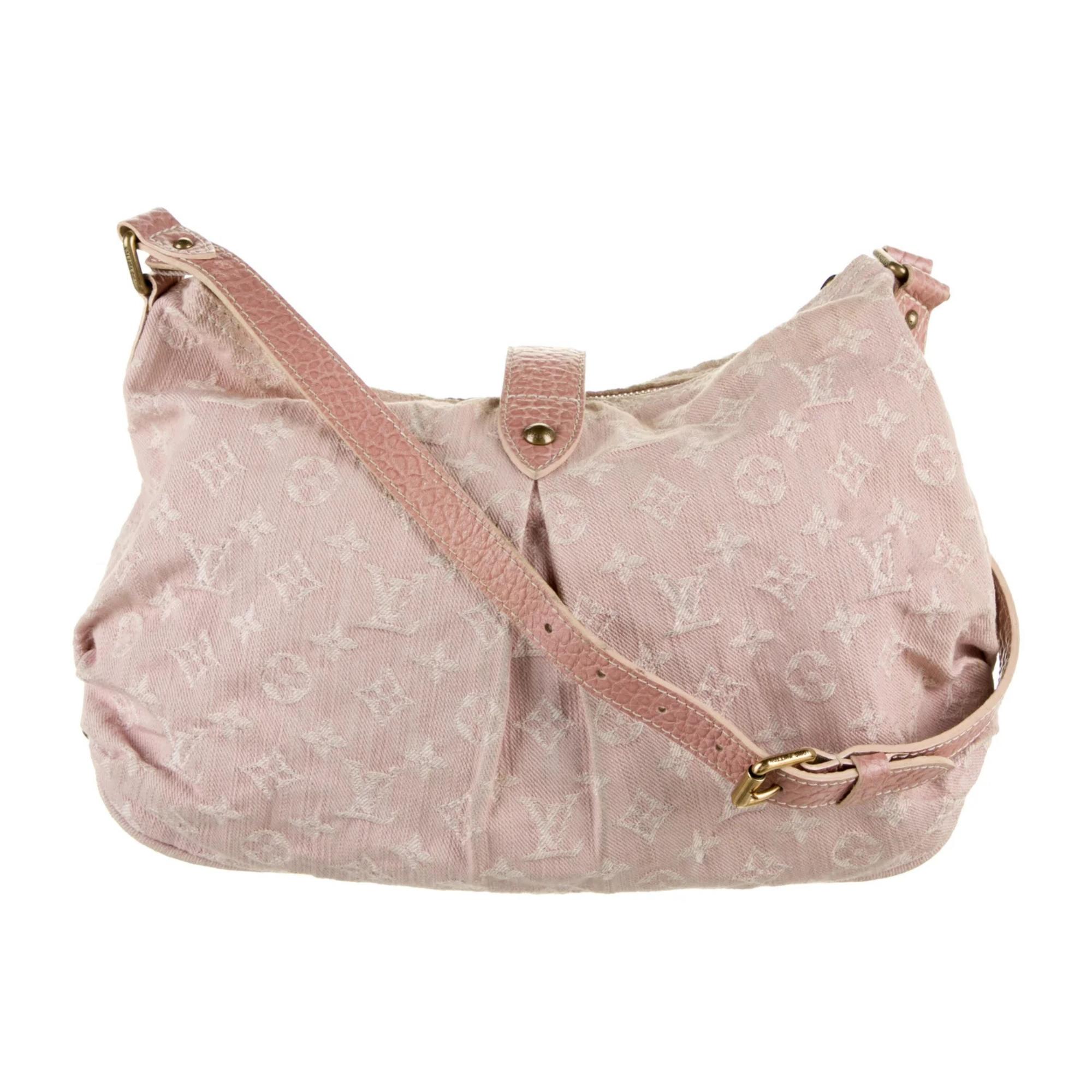 Women's Louis Vuitton Monogram Pink Denim Slightly Shoulder Bag