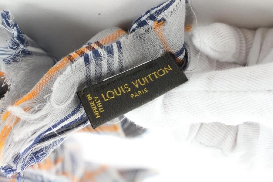 Louis Vuitton - Écharpe à carreaux avec logo et monogramme 693lvs319 Bon état - En vente à Dix hills, NY