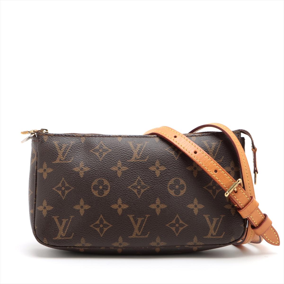The Louis Vuitton Monogram Pochette Accessoires with a strap is a versatile and iconic accessory that blends fashion with functionality. Crafted from Louis Vuitton's signature Monogram canvas. The bag is a compact and elegant pouch that can be worn