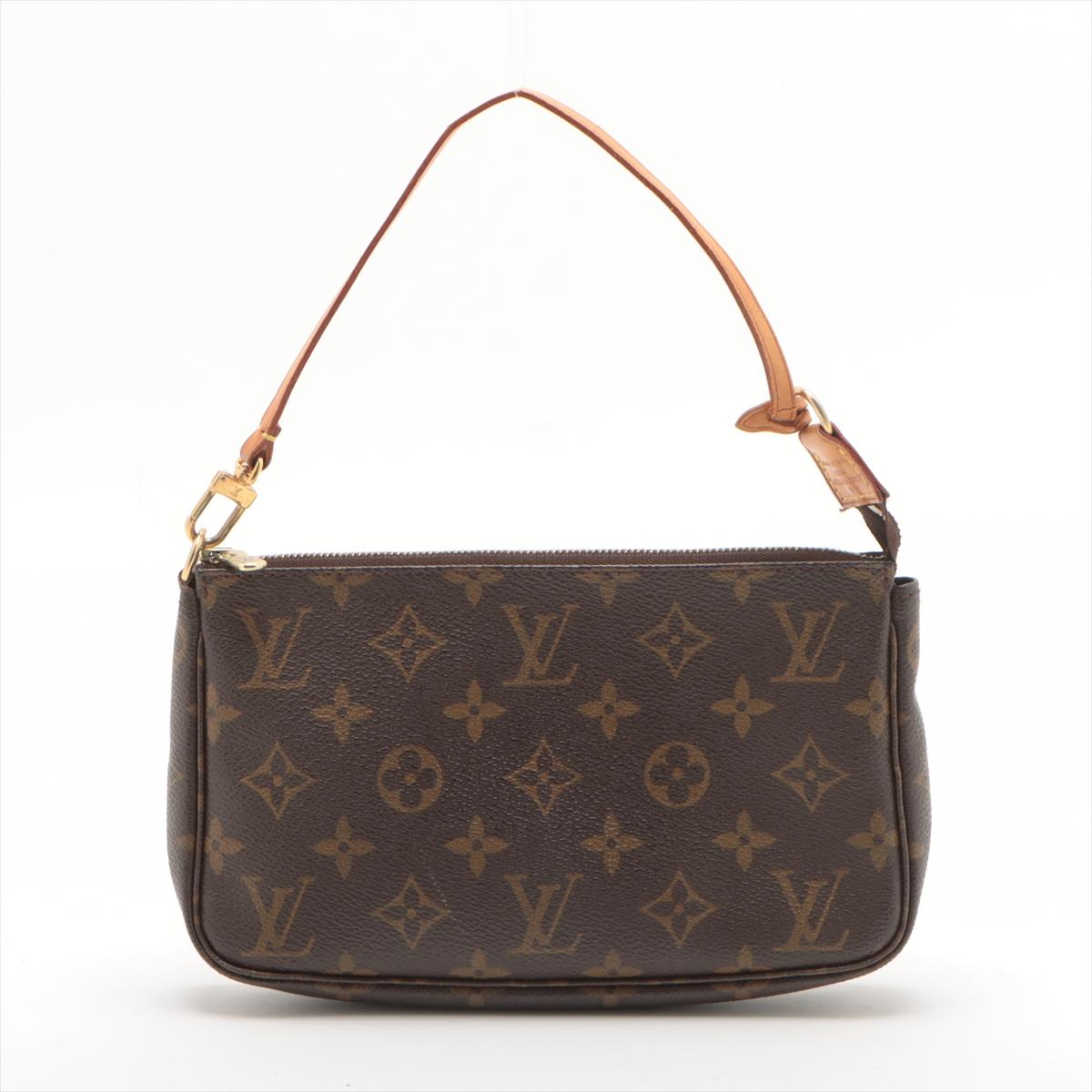 The Louis Vuitton Monogram Pochette Accessoires with a strap is a versatile and iconic accessory that blends fashion with functionality. Crafted from Louis Vuitton's signature Monogram canvas. The bag is a compact and elegant pouch that can be worn