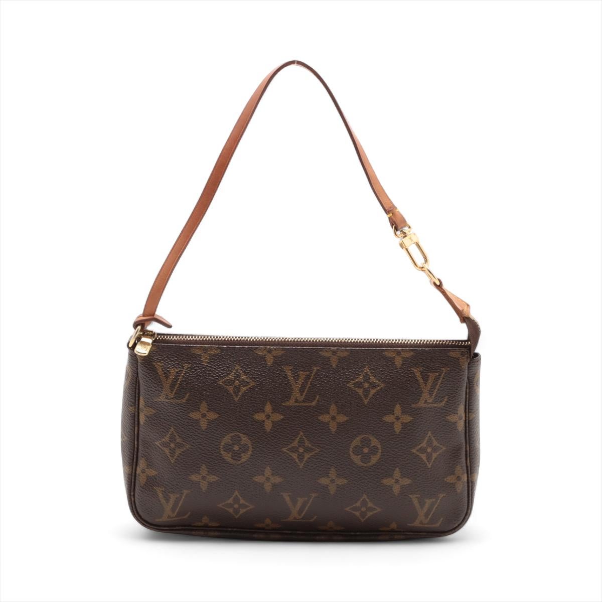 The Louis Vuitton Monogram Pochette Accessoires with a strap is a versatile and iconic accessory that blends fashion with functionality. Crafted from Louis Vuitton's signature Monogram canvas. The bag is a compact and elegant pouch that can be worn