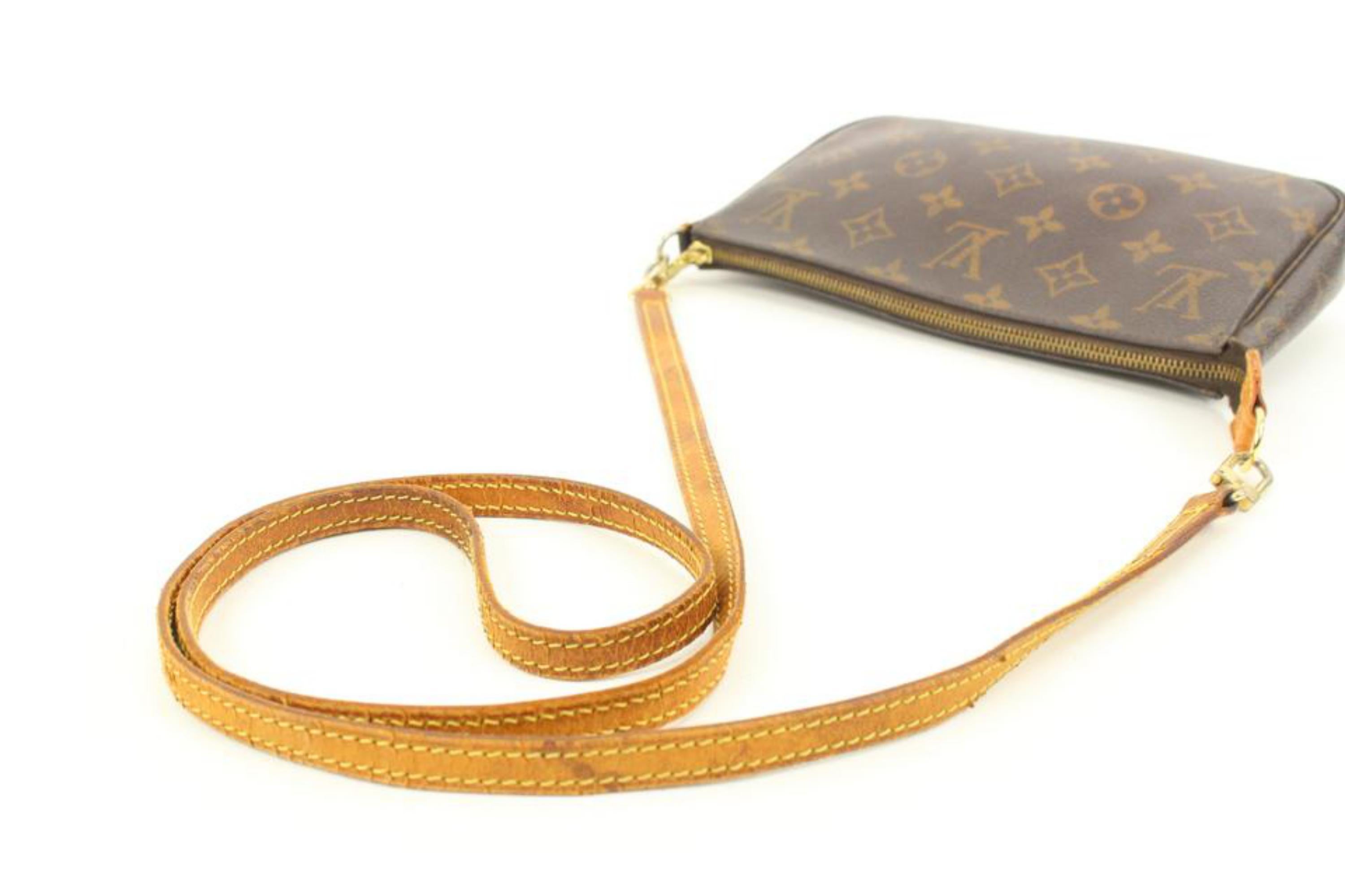 Louis Vuitton Monogram Pochette Accessoires with Long Strap 121lv57
Date Code/Serial Number: AR1929
Made In: France
Measurements: Length:  8