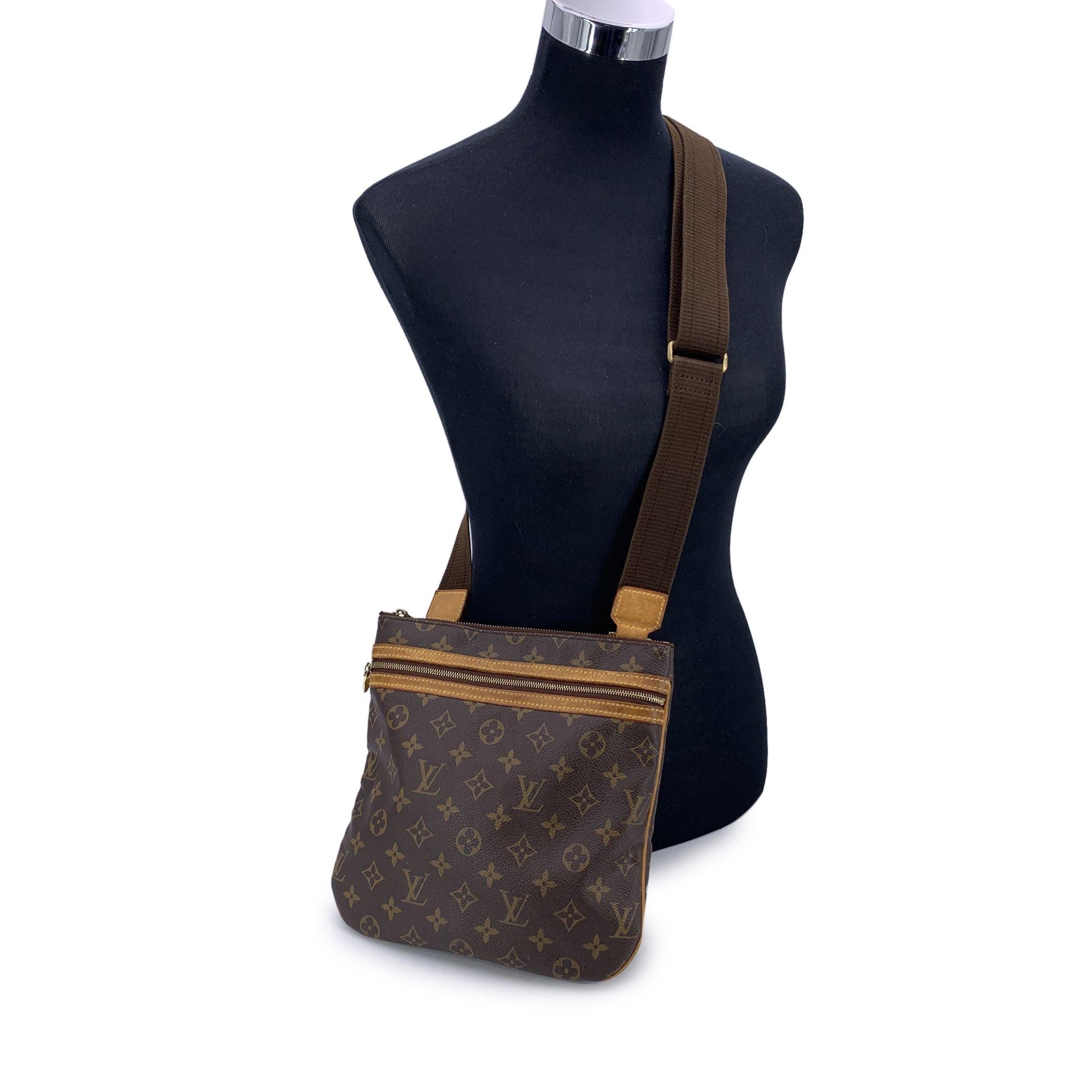 Step into the world of Louis Vuitton luxury with the iconic Pochette Bosphore messenger bag. Crafted in timeless monogram canvas, this piece showcases the perfect blend of classic elegance and modern practicality. The rich vacchetta leather trim