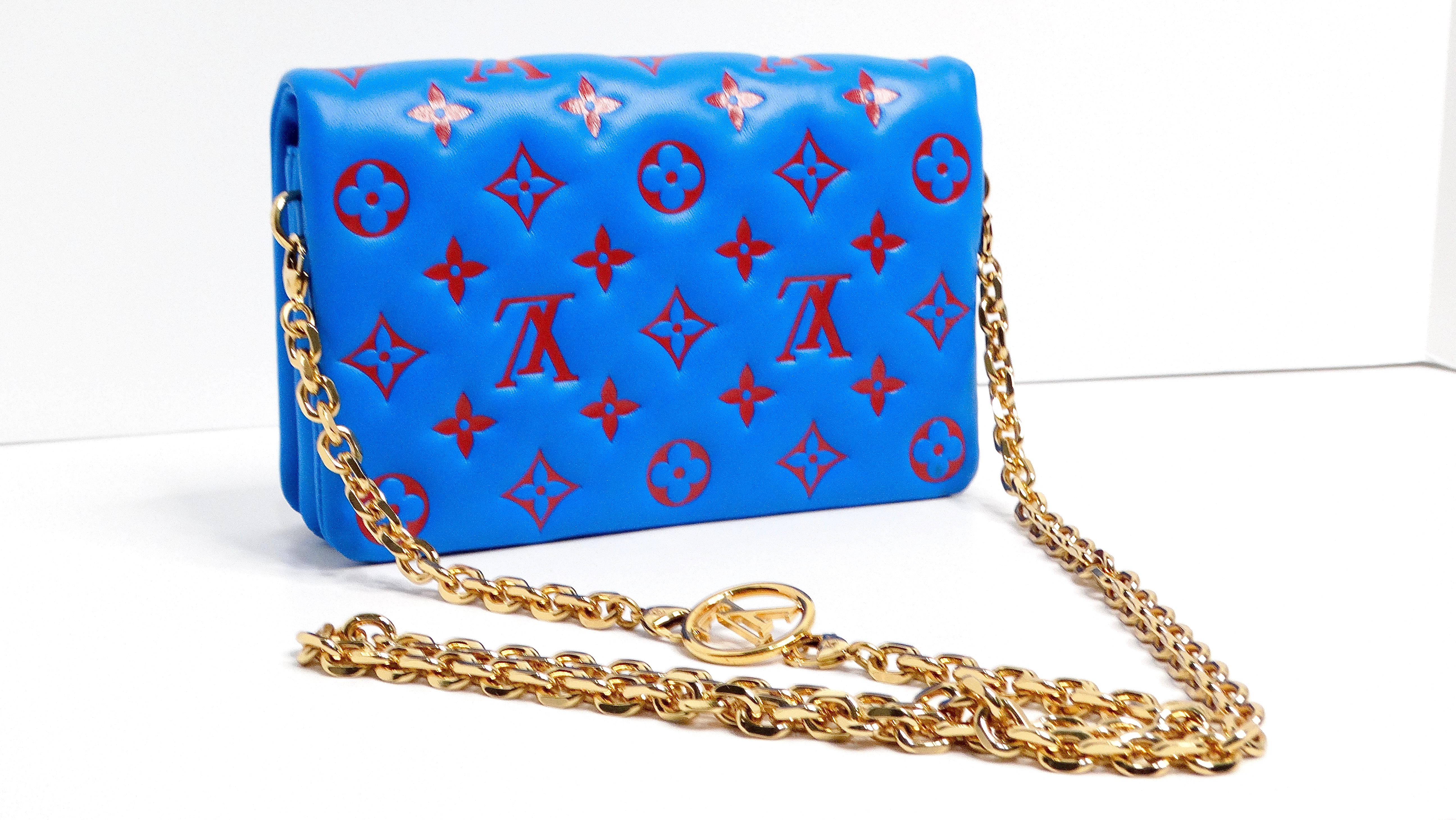 Louis Vuitton Monogram Pochette Coussin Blue & Red Lambskin Bag 9