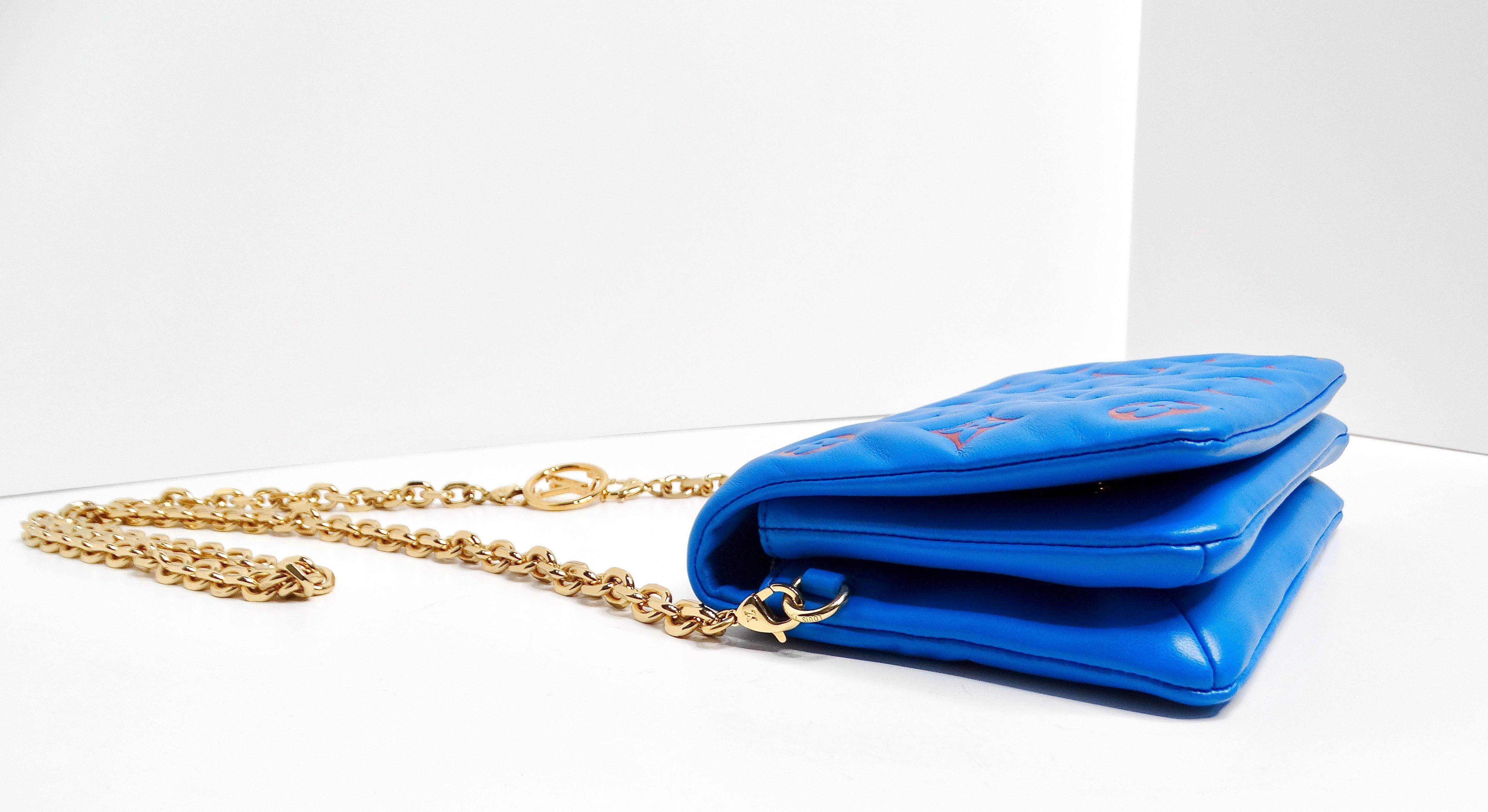 Women's Louis Vuitton Monogram Pochette Coussin Blue & Red Lambskin Bag