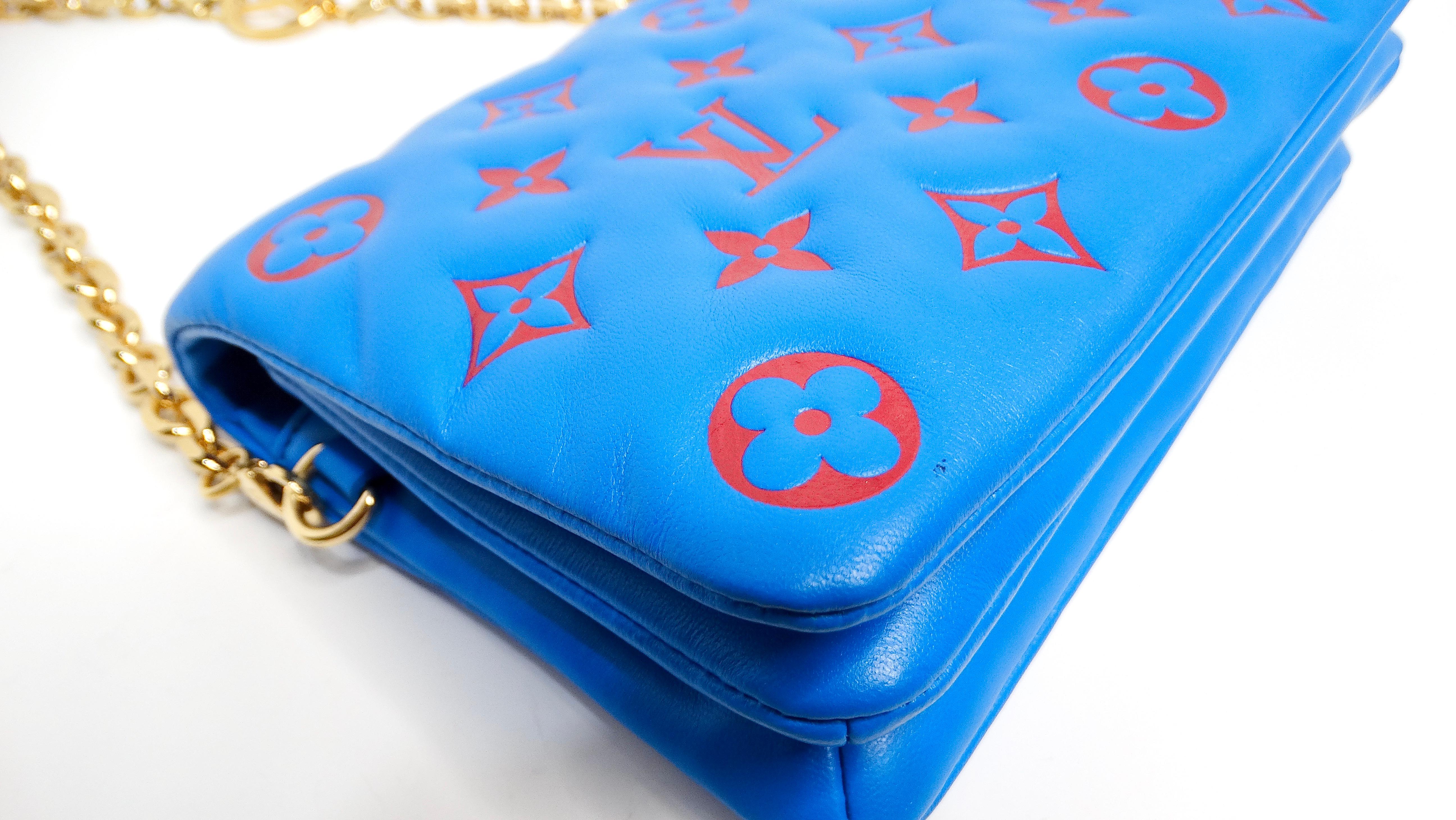 Louis Vuitton Monogram Pochette Coussin Blue & Red Lambskin Bag 1