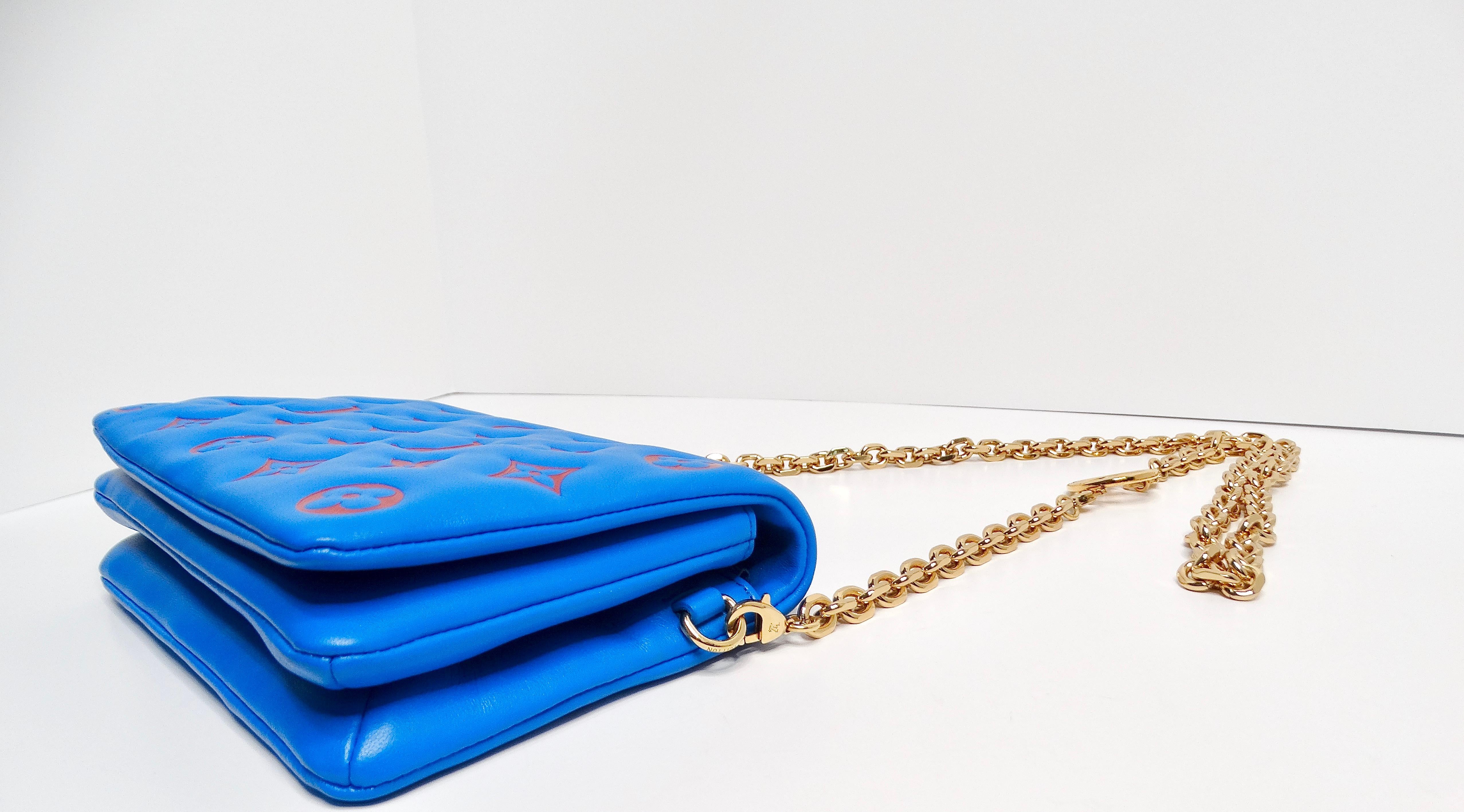 Louis Vuitton Monogram Pochette Coussin Blue & Red Lambskin Bag 4