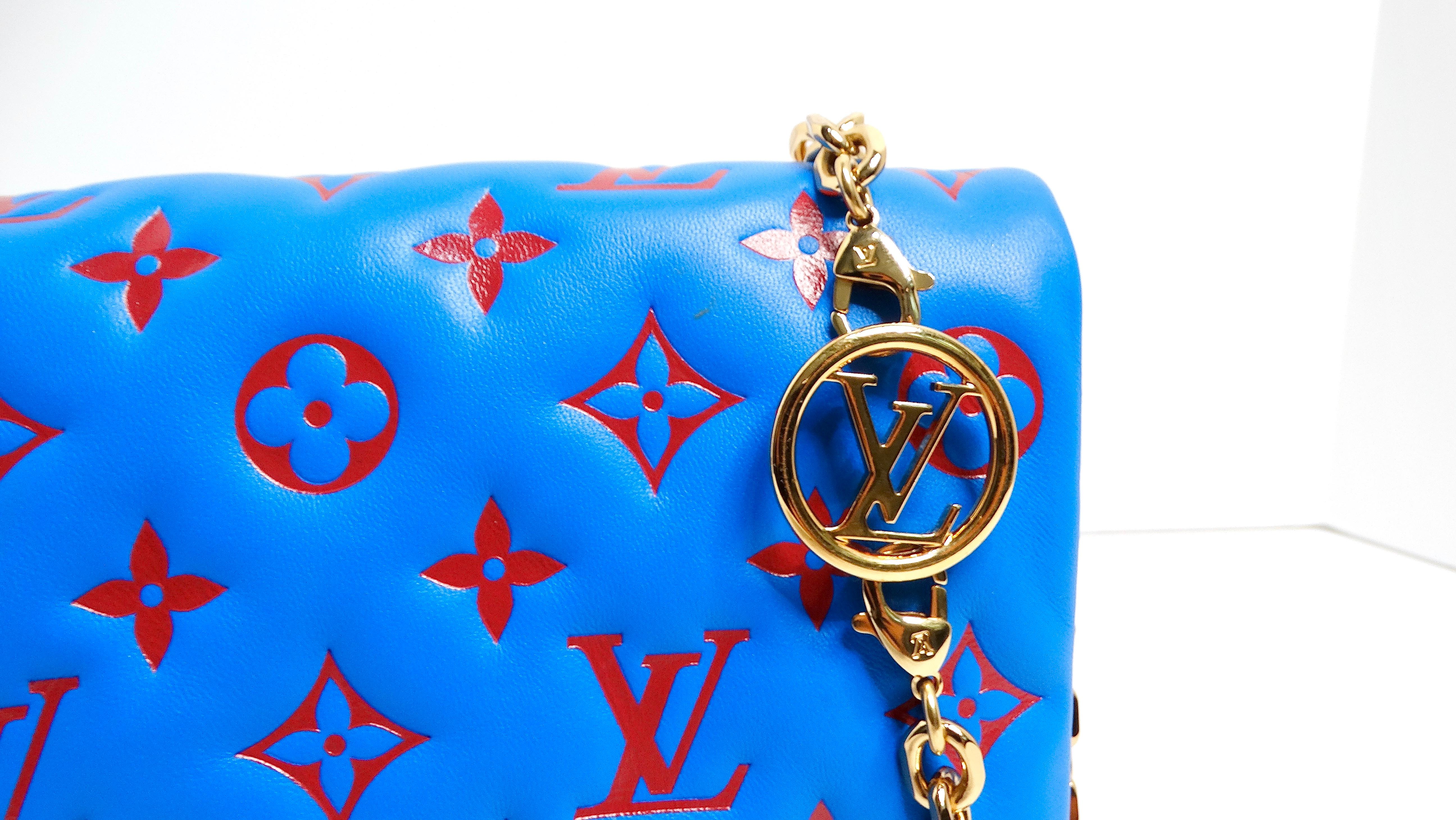 Louis Vuitton Monogram Pochette Coussin Blue & Red Lambskin Bag 5