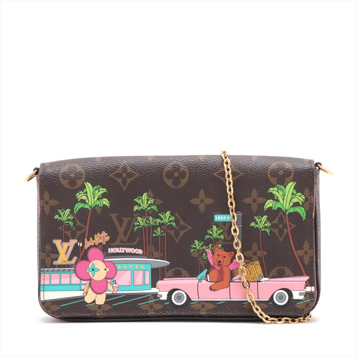 The Louis Vuitton Monogram Pochette Felicie Vivienne in Hollywood Fuchsia Pink is a captivating accessory that seamlessly combines style and functionality. Adorned with the iconic Monogram canvas, the pochette showcases the renowned LV pattern,