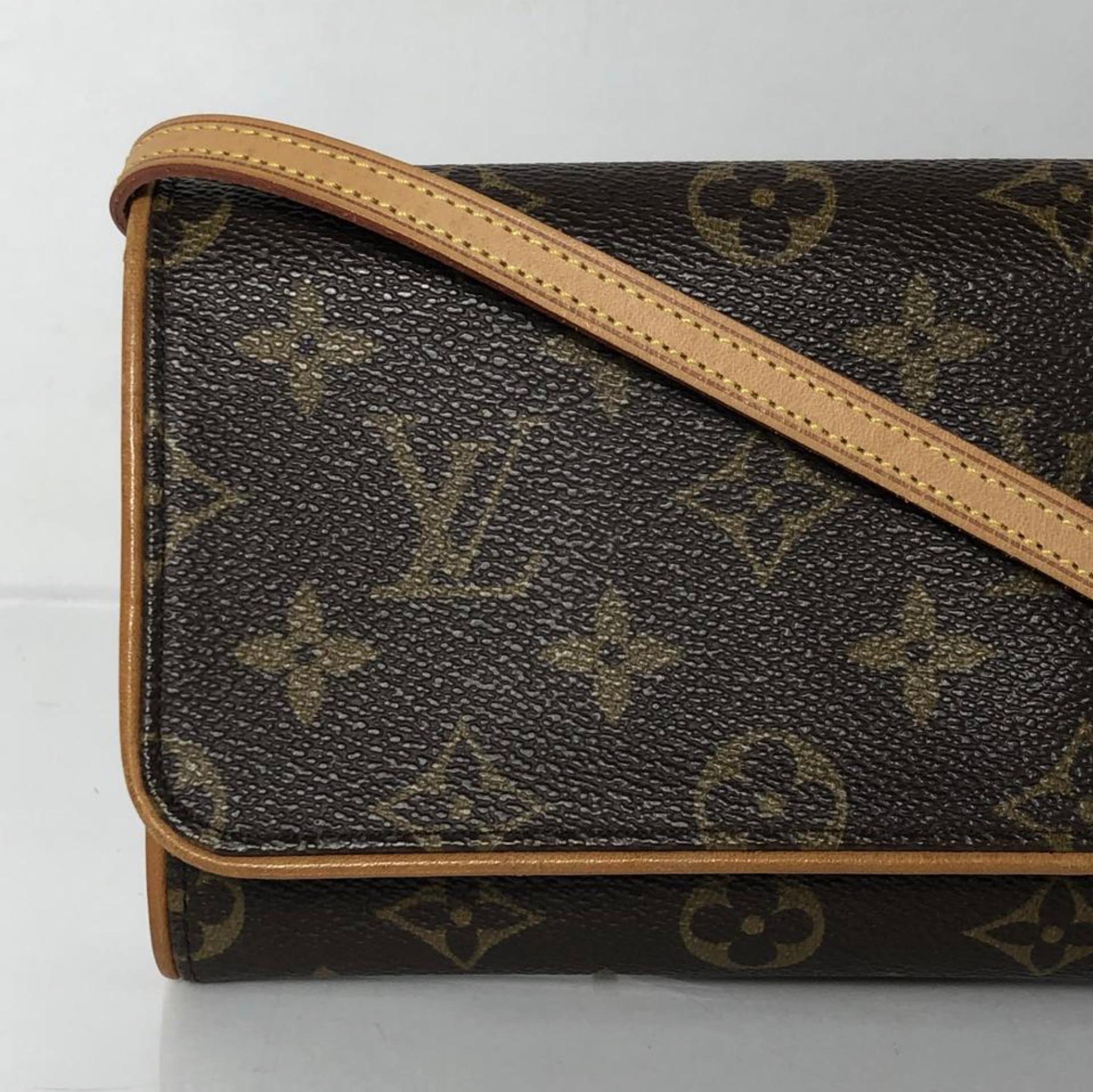 Black  Louis Vuitton Monogram Pochette Twin GM Crossbody Shoulder Handbag